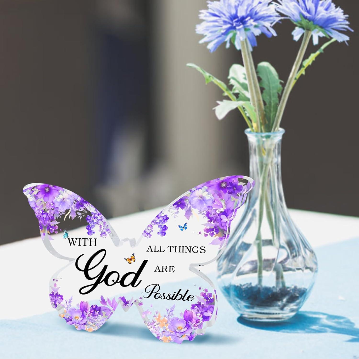 Decoración de Escritorio Morada TAGDANK Mariposa Inspiracional