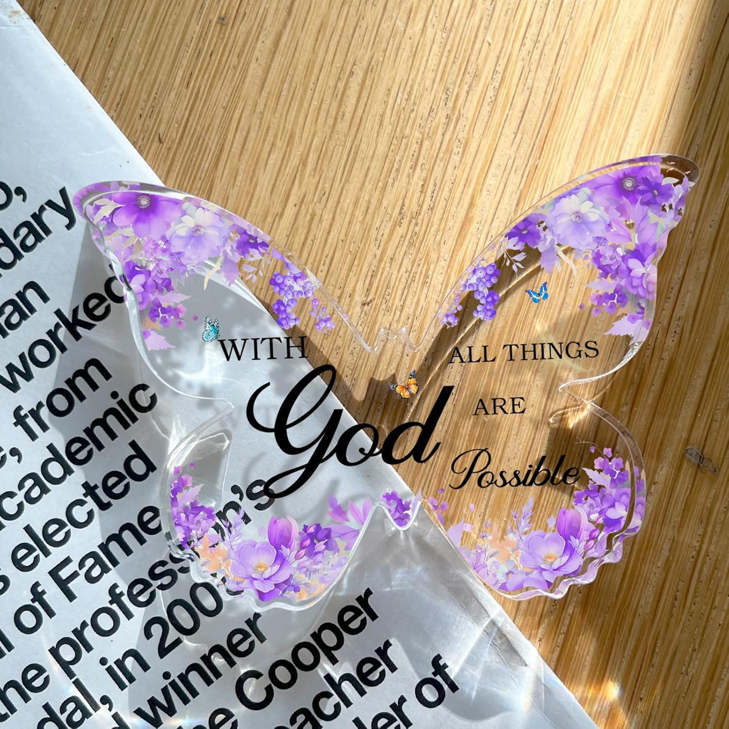 Decoración de Escritorio Morada TAGDANK Mariposa Inspiracional