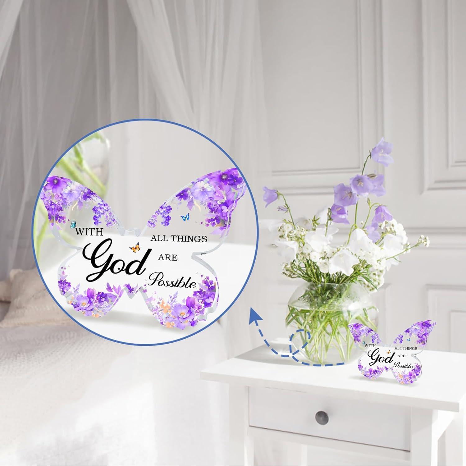 Decoración de Escritorio Morada TAGDANK Mariposa Inspiracional