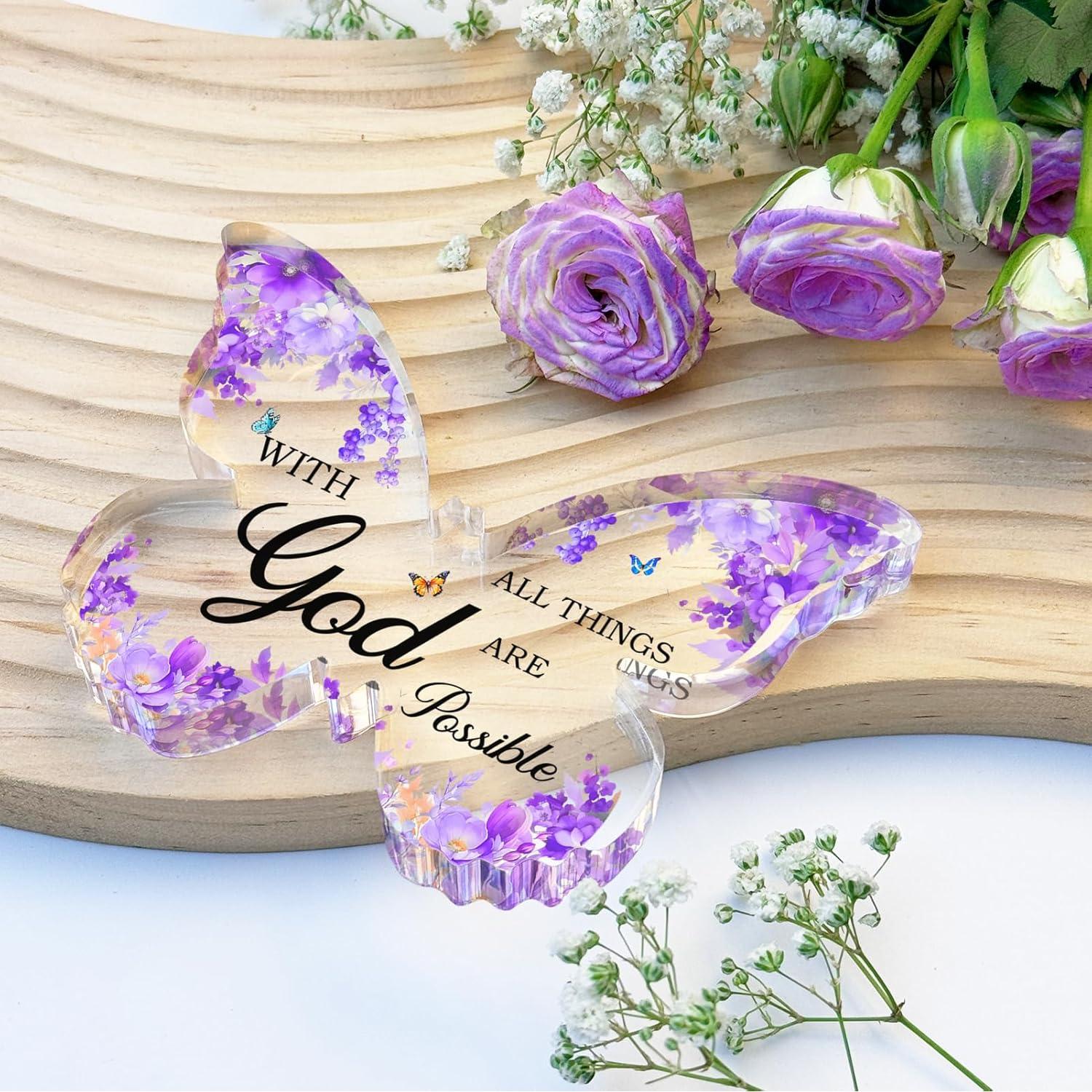 Decoración de Escritorio Morada TAGDANK Mariposa Inspiracional