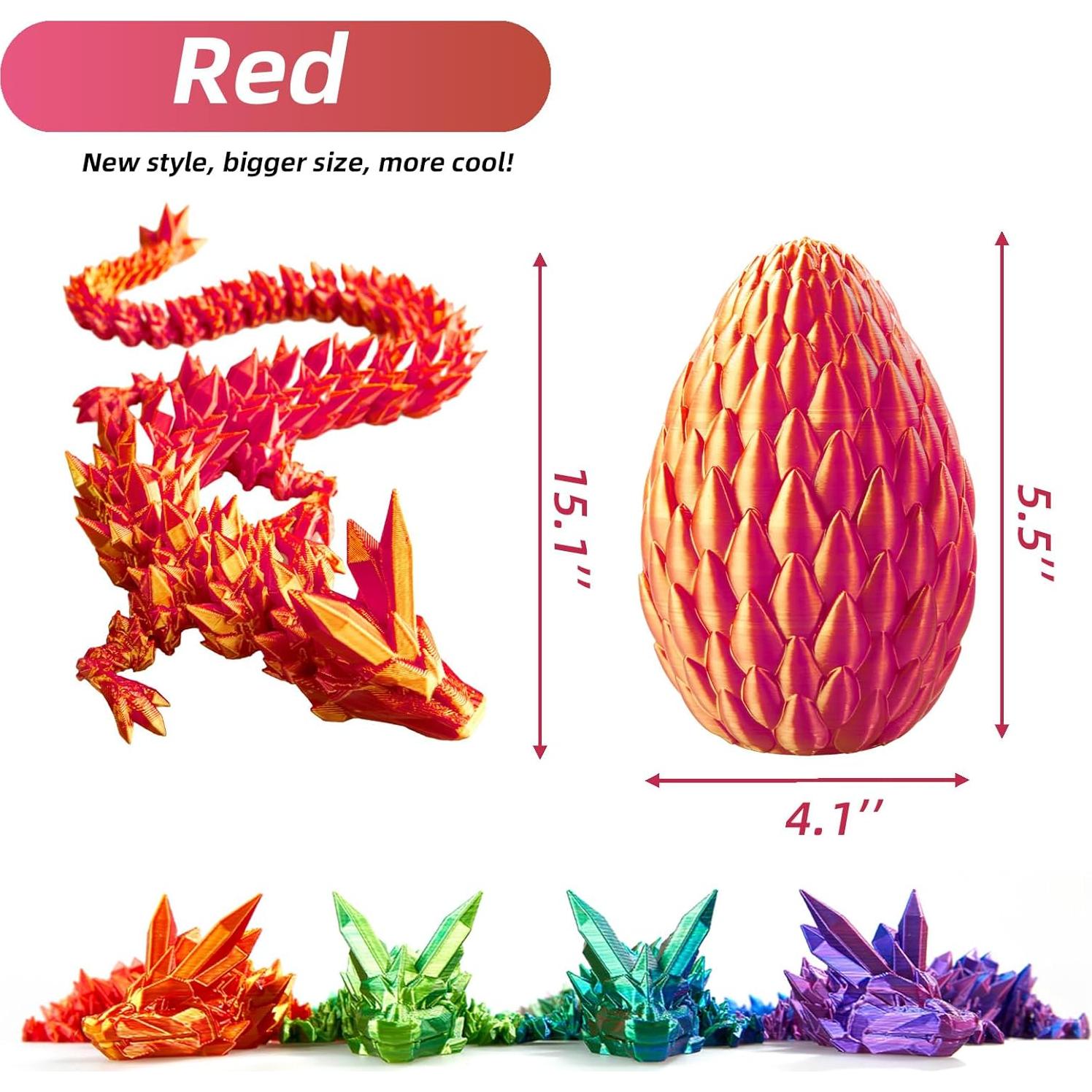 Huevo de Dragón 3D ELEFOCUS 12.7 cm Rojo Decorativo