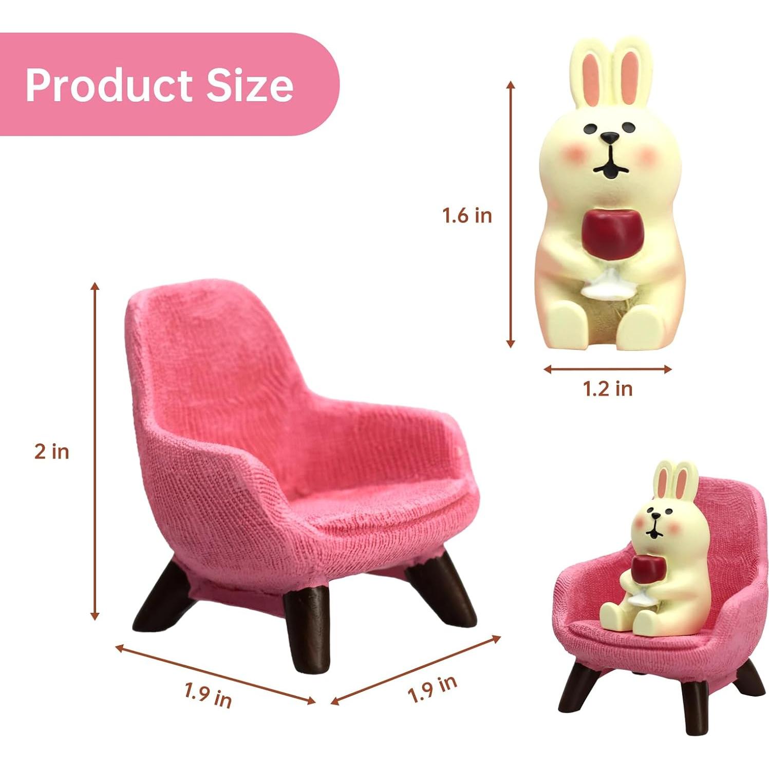 Mini Figura Conejo Resina RAQWI Sofá Rosa 4,06 cm