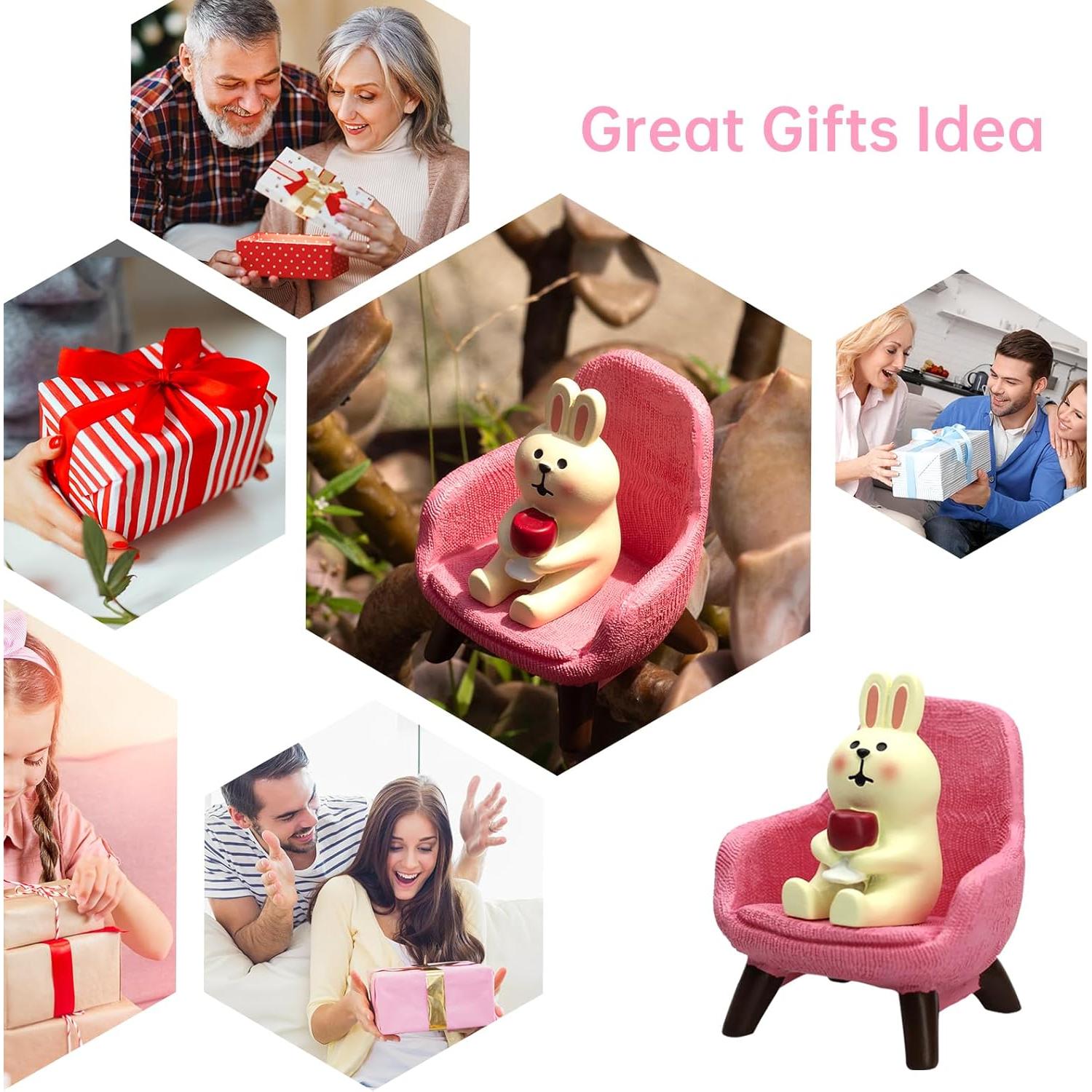 Mini Figura Conejo Resina RAQWI Sofá Rosa 4,06 cm