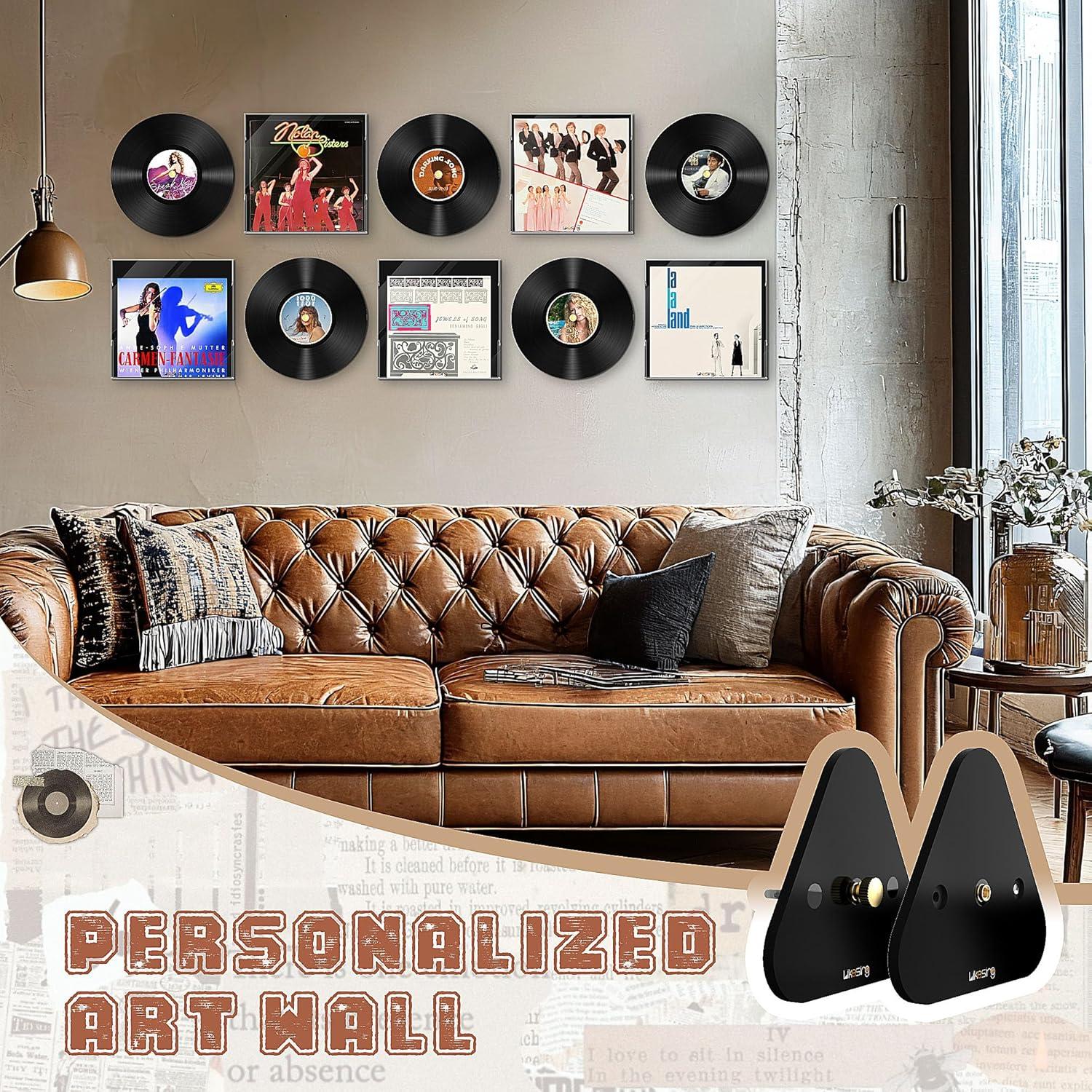 Soporte de Pared para Discos de Vinilo Likesing Negro 3 Pzas