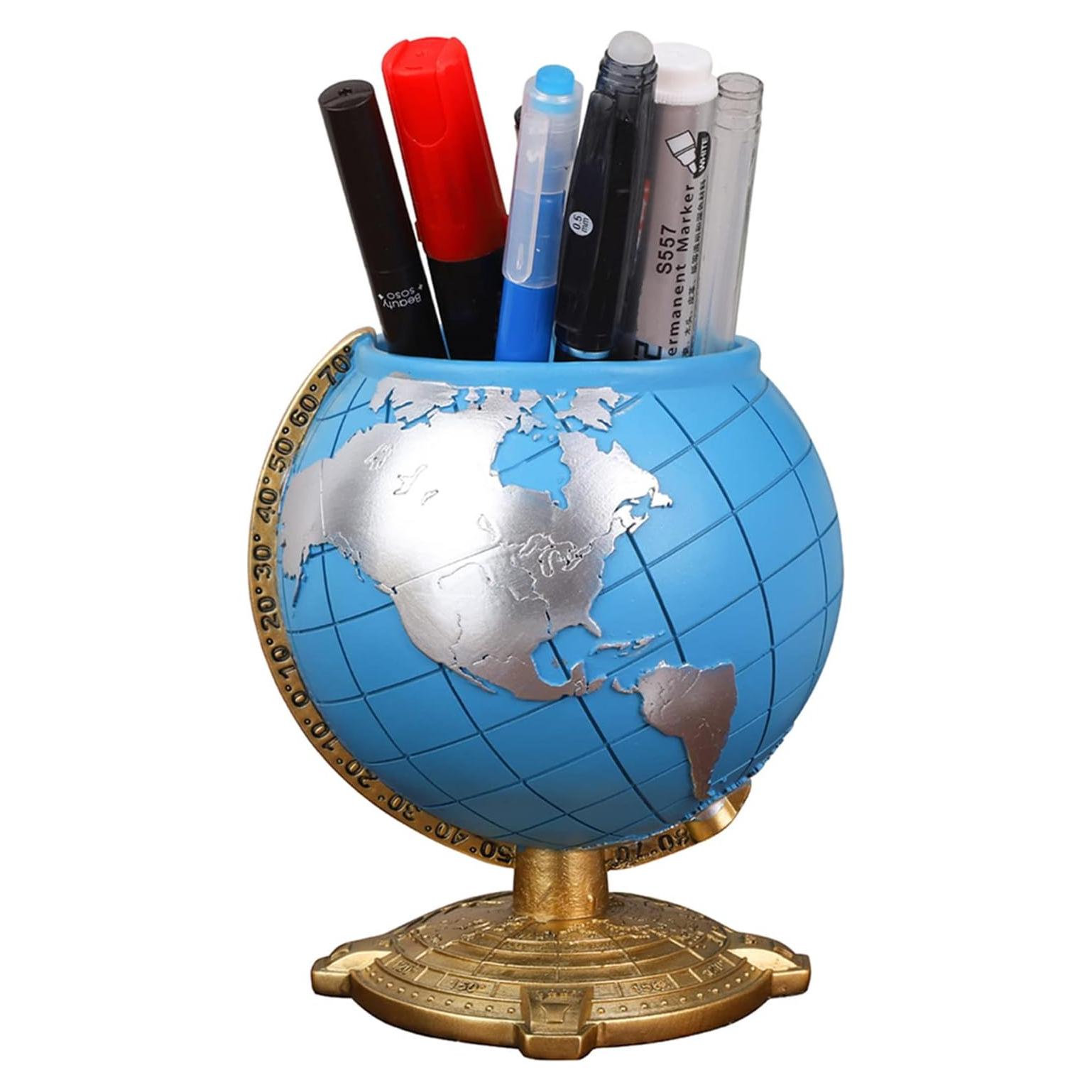 Soporte para bolígrafos Amoysanli Globo Azul Resina 0.68 kg