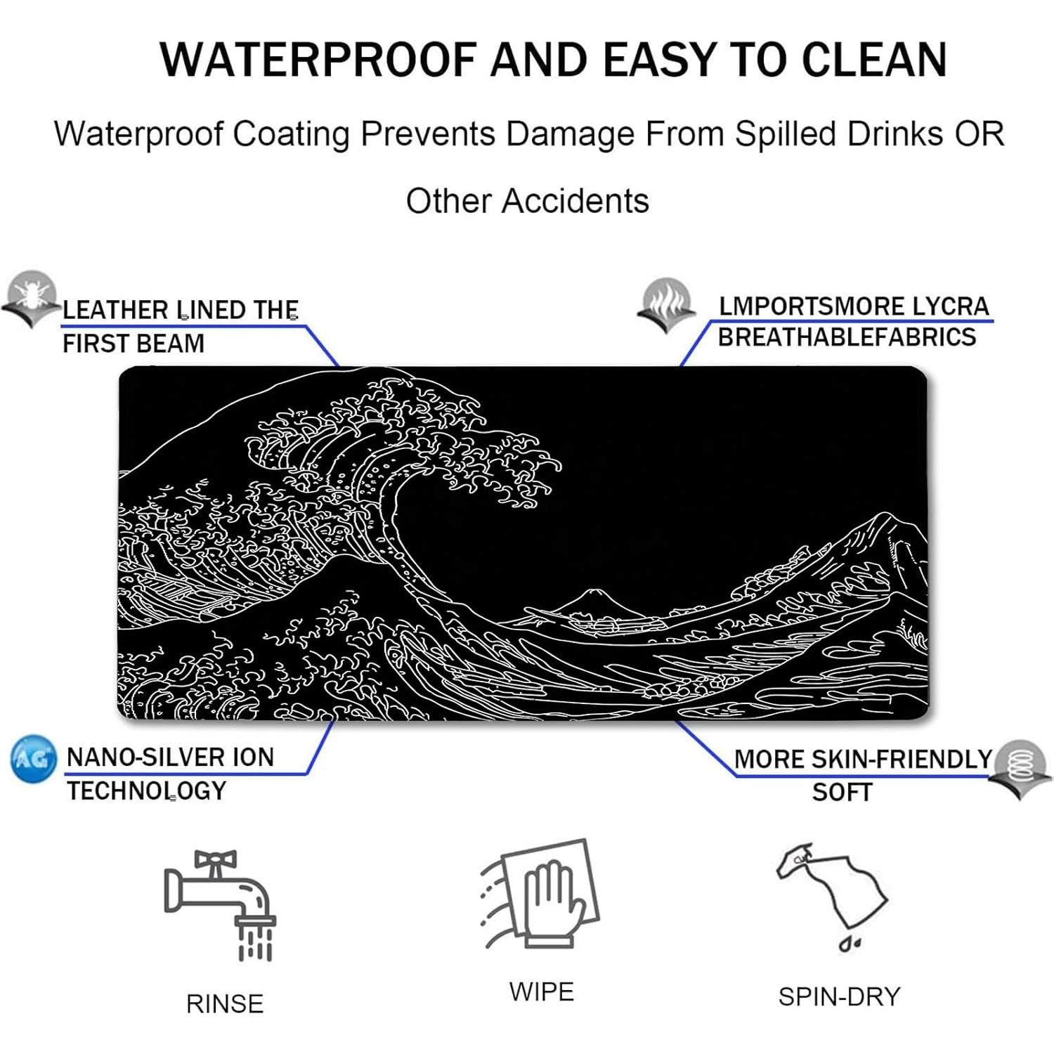 Alfombrilla de Ratón Grande Jovlio Ola del Mar 80x40 cm