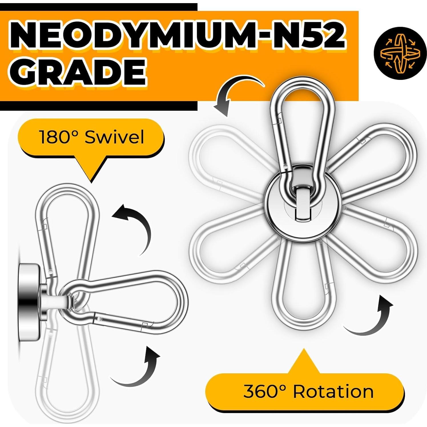 Ganchos Magnéticos VNDUEEY 70Lbs, Paquete de 6 Neodimio