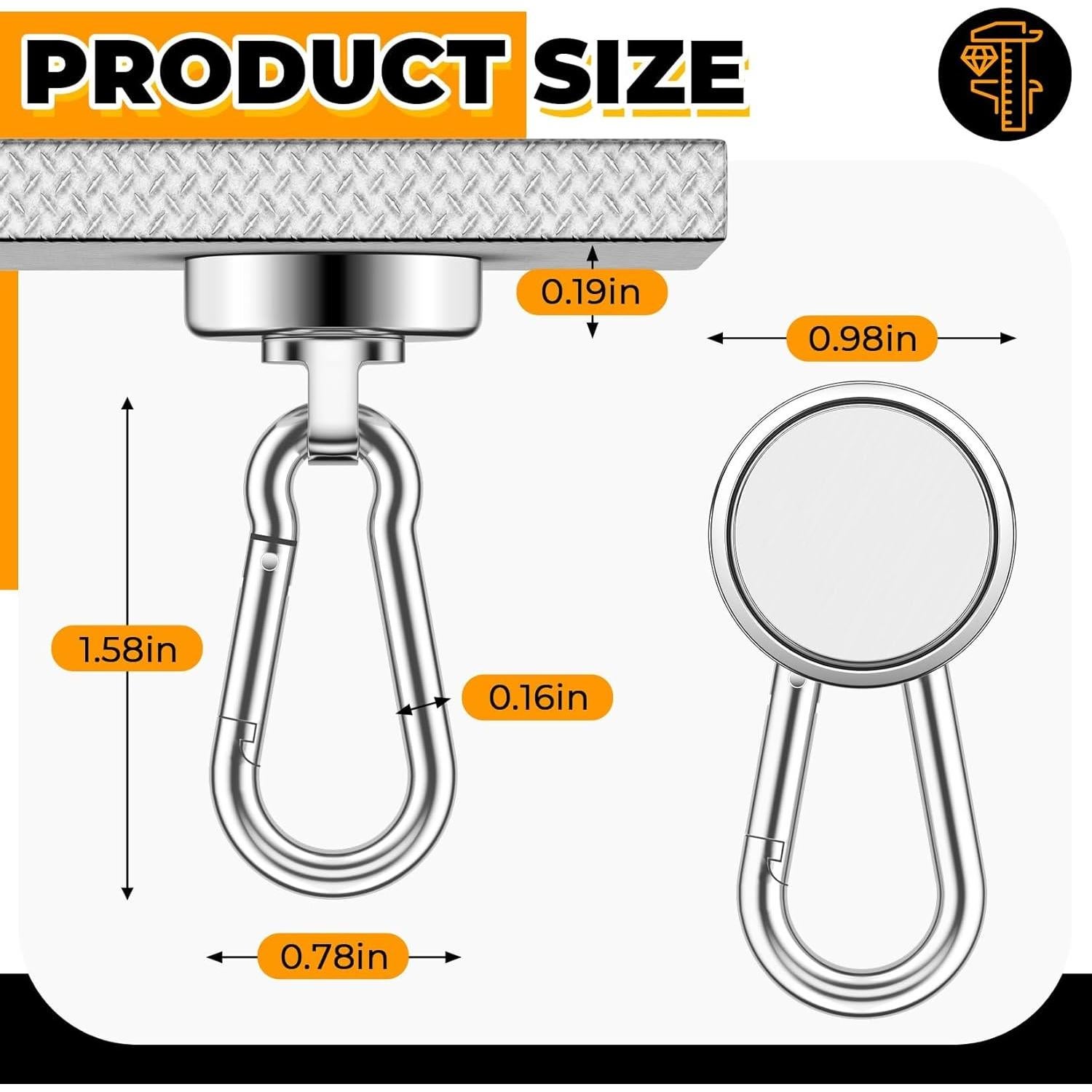 Ganchos Magnéticos VNDUEEY 70Lbs, Paquete de 6 Neodimio