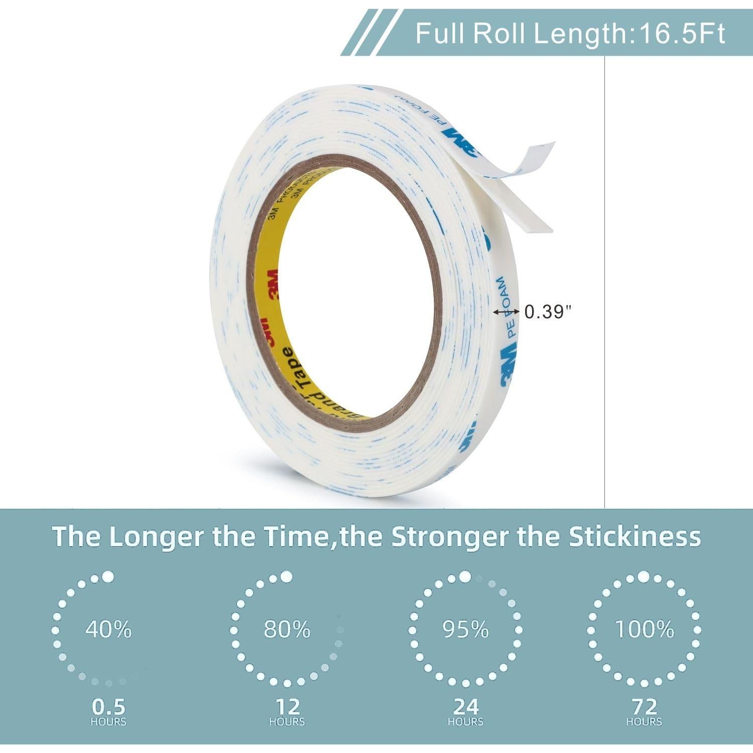 Cinta de espuma PE 3M 1600T 0.99 m 2 paquetes adhesiva