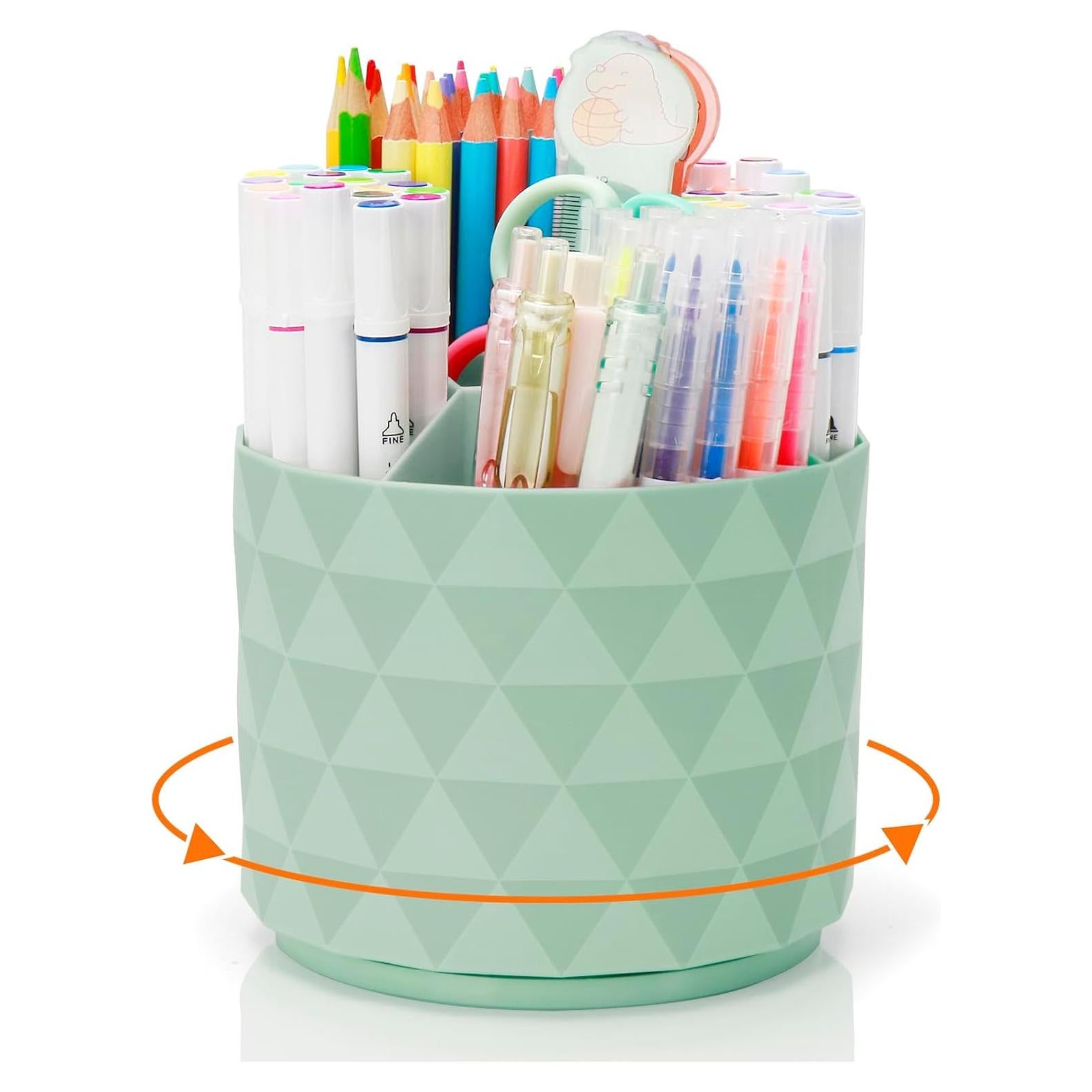 Organizador de Escritorio Giratorio Hollinycol Verde 5 Compartimentos