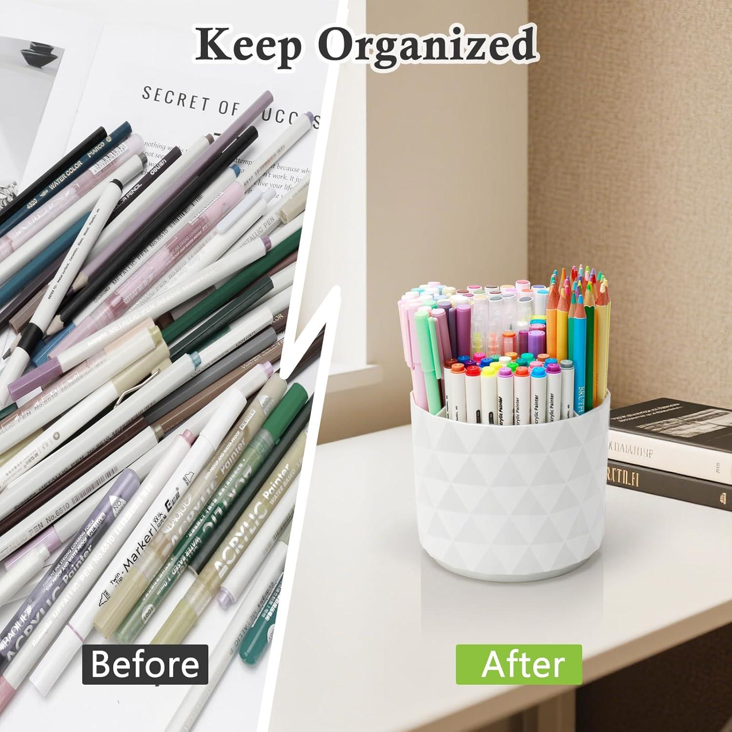 Organizador de Escritorio Giratorio Hollinycol Verde 5 Compartimentos