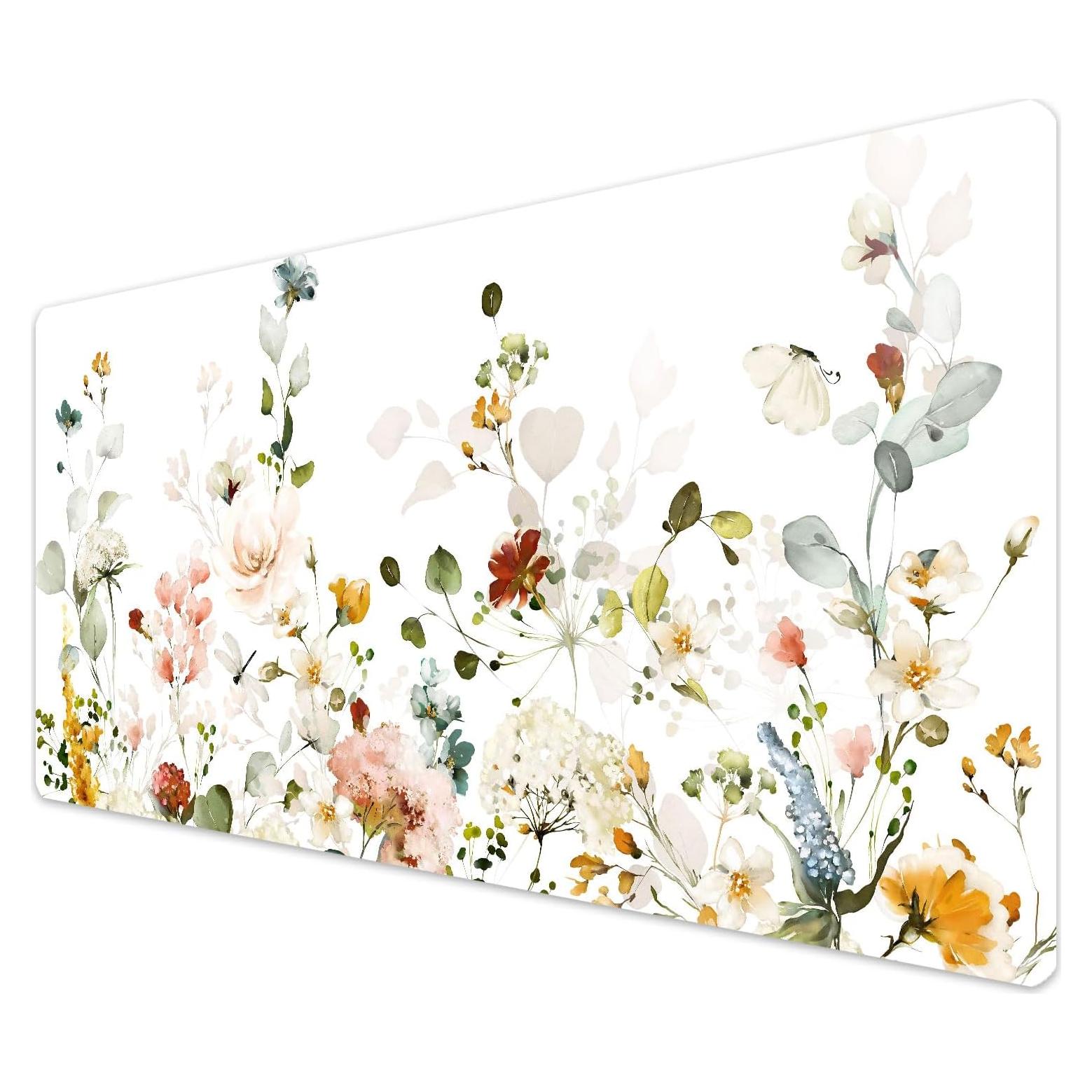 Alfombrilla de escritorio French KOKO Floral Blanco 91x42cm