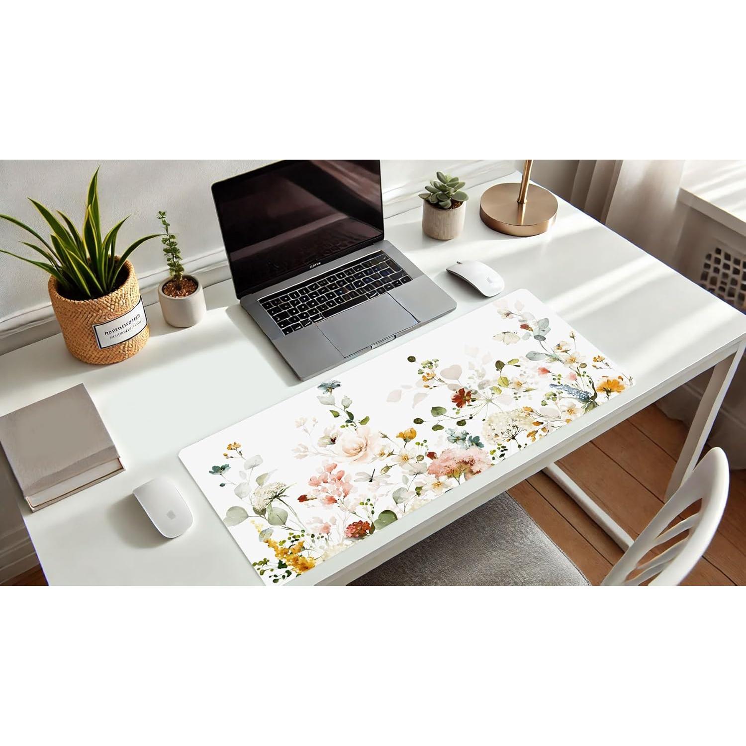 Alfombrilla de escritorio French KOKO Floral Blanco 91x42cm