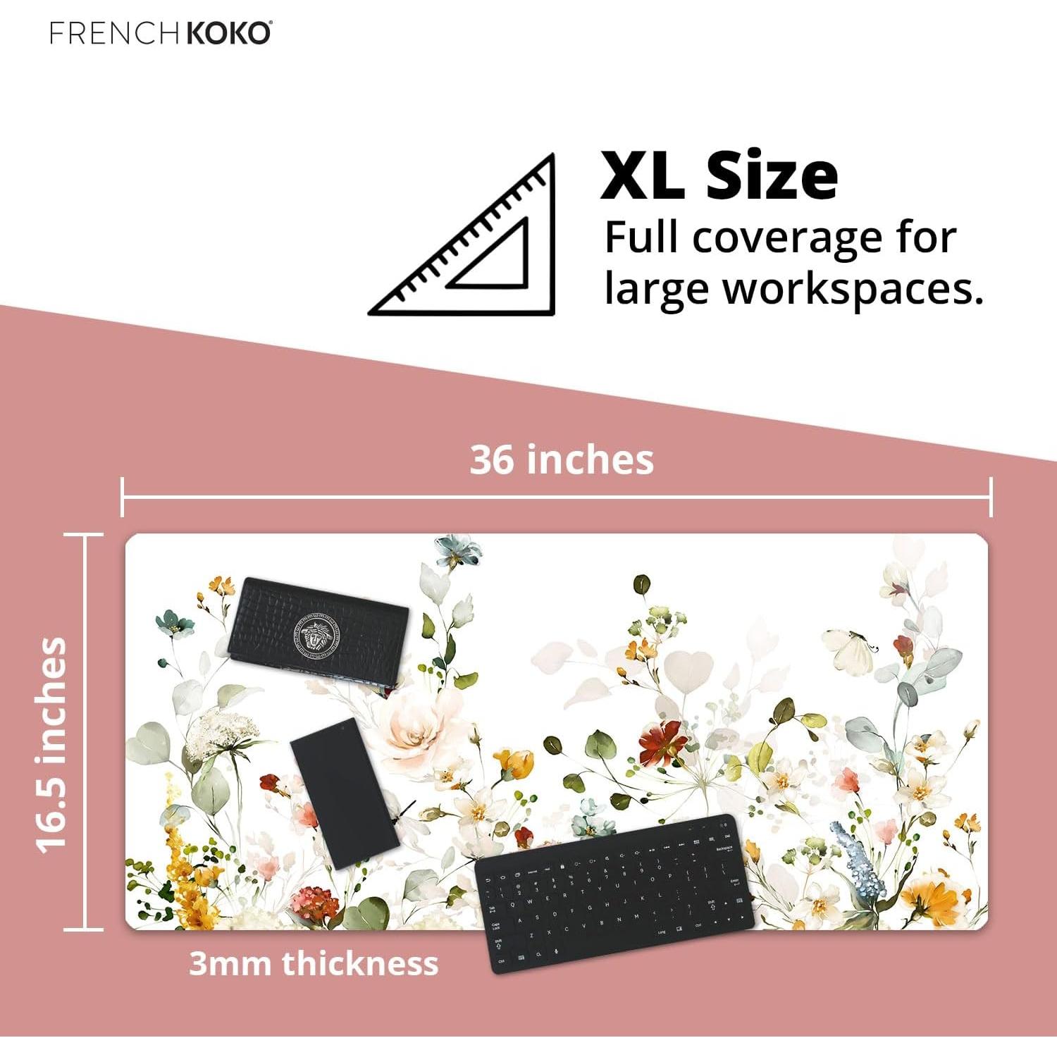 Alfombrilla de escritorio French KOKO Floral Blanco 91x42cm