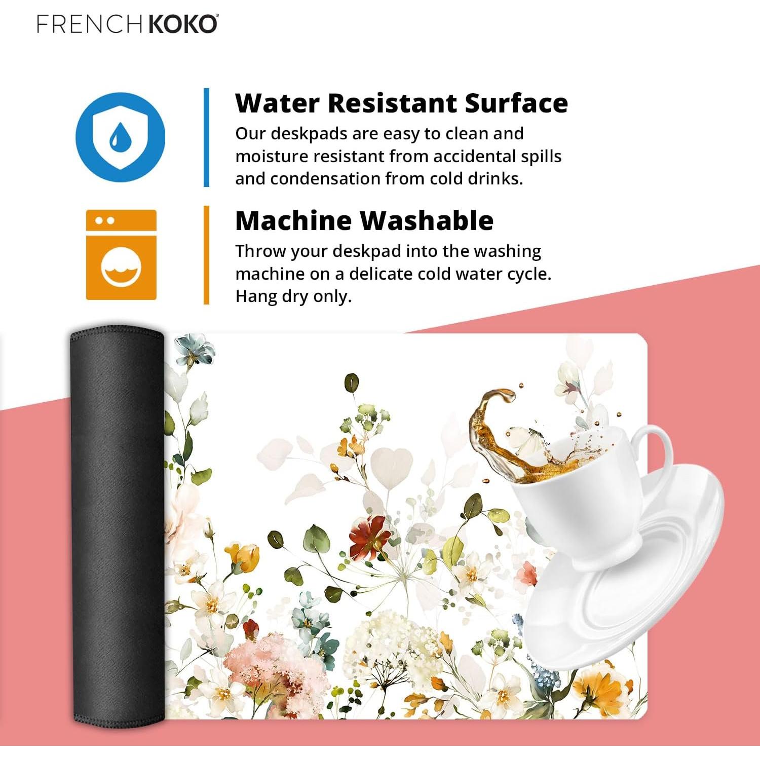 Alfombrilla de escritorio French KOKO Floral Blanco 91x42cm