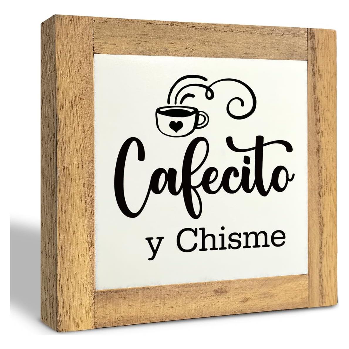 Letrero de Madera Decorativo XJCUG 15x15 cm Cafecito