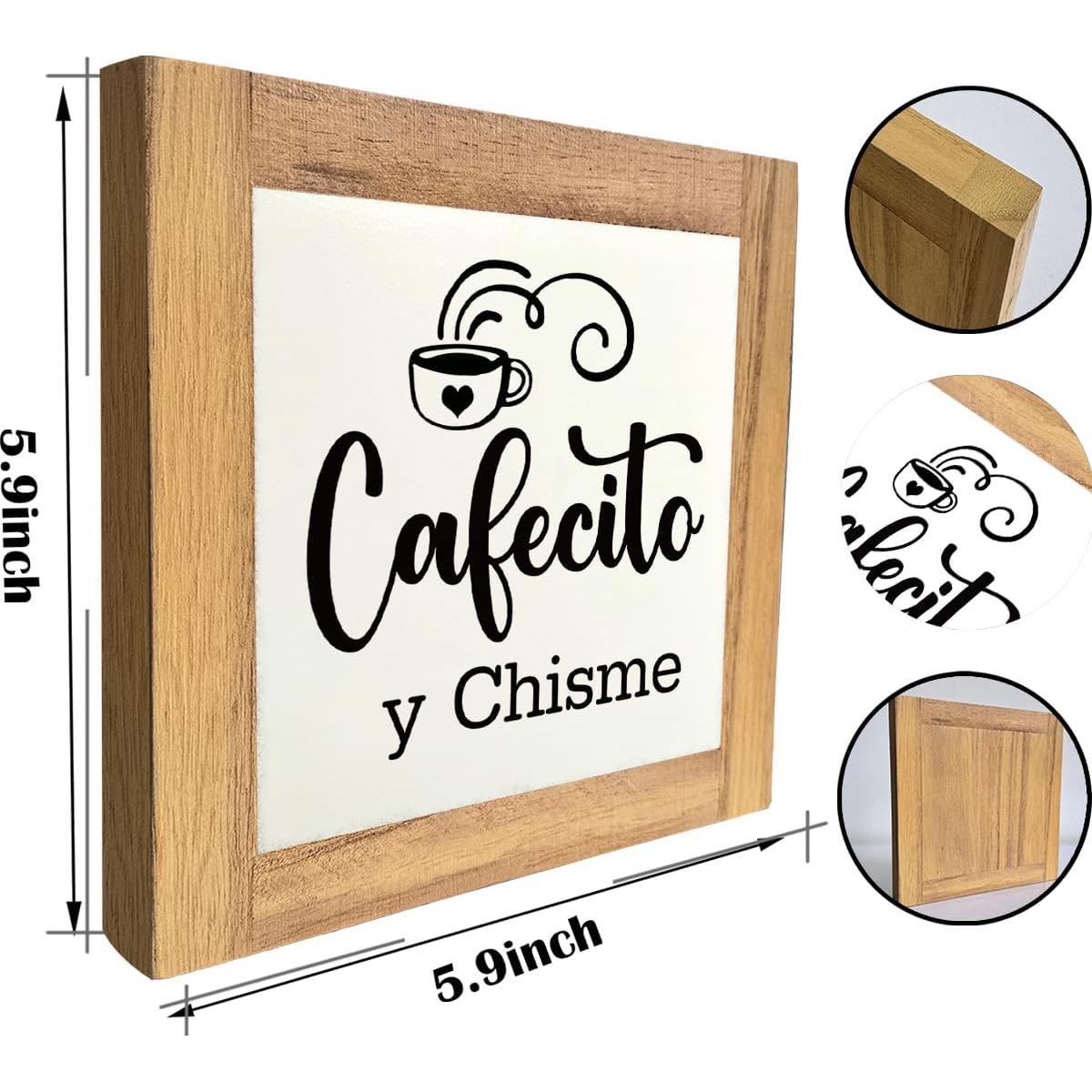 Letrero de Madera Decorativo XJCUG 15x15 cm Cafecito