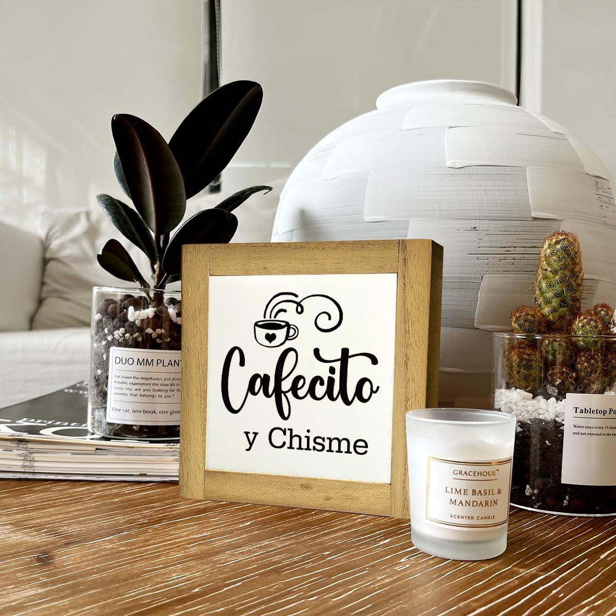 Letrero de Madera Decorativo XJCUG 15x15 cm Cafecito