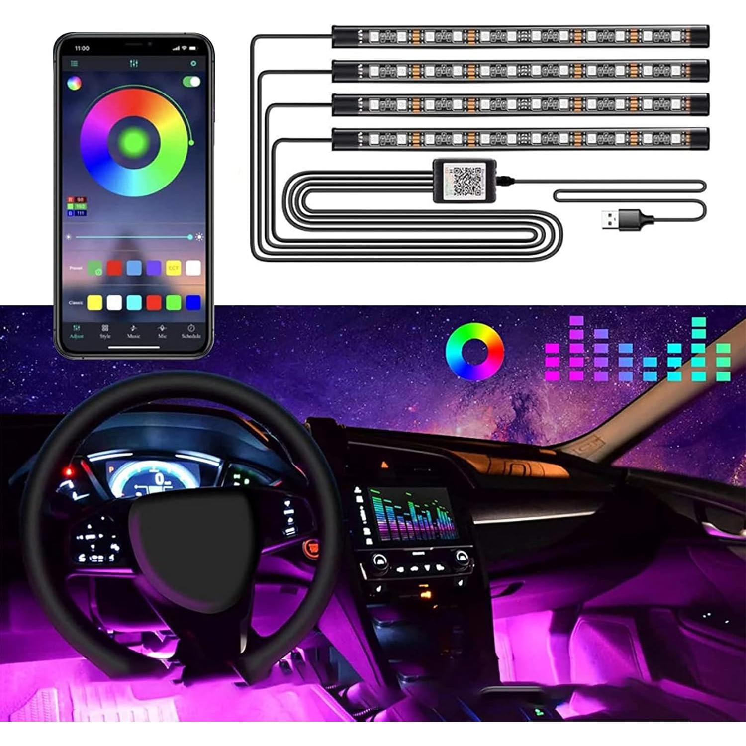 Luces LED RGB Troniz para coche 4 tiras con control remoto