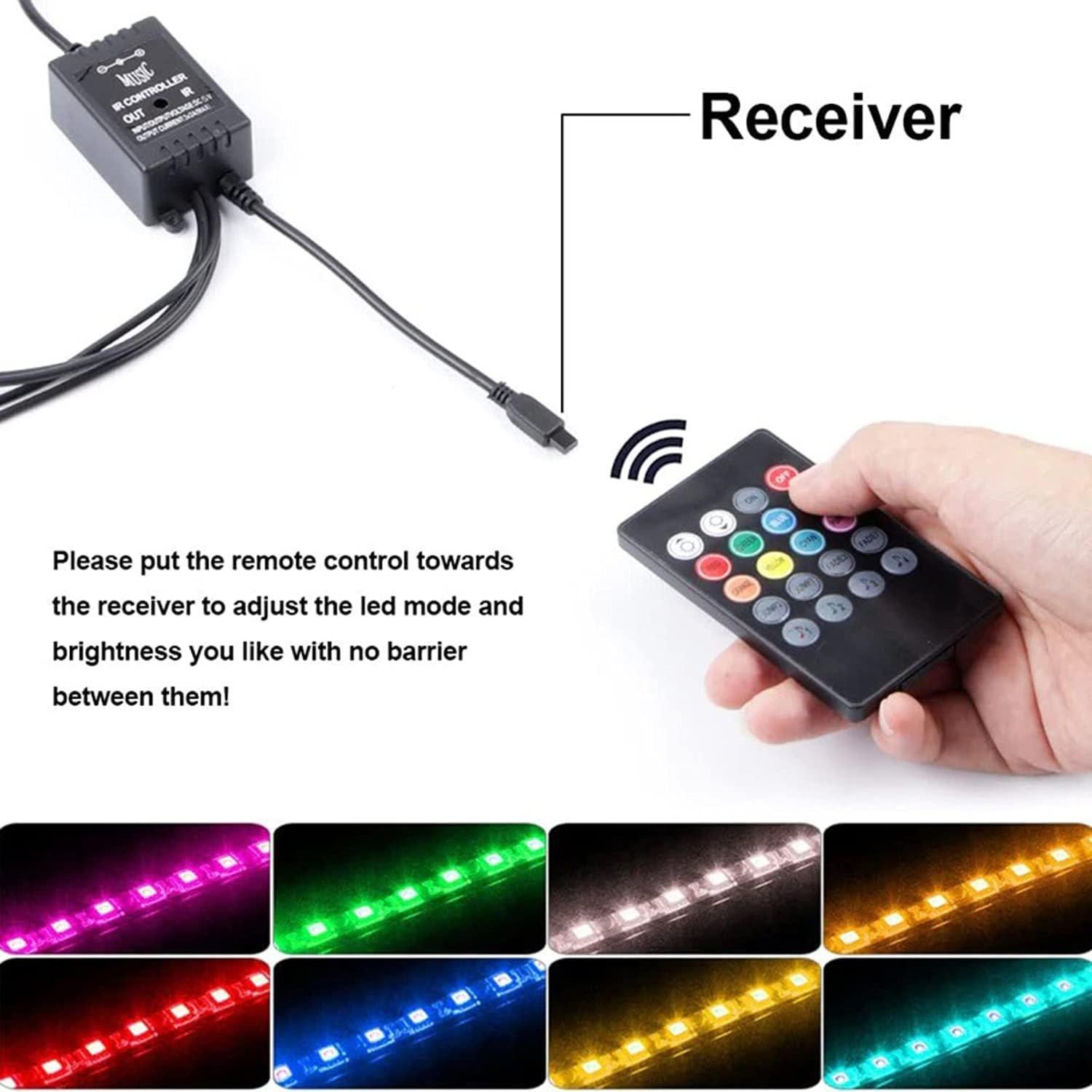 Luces LED RGB Troniz para coche 4 tiras con control remoto