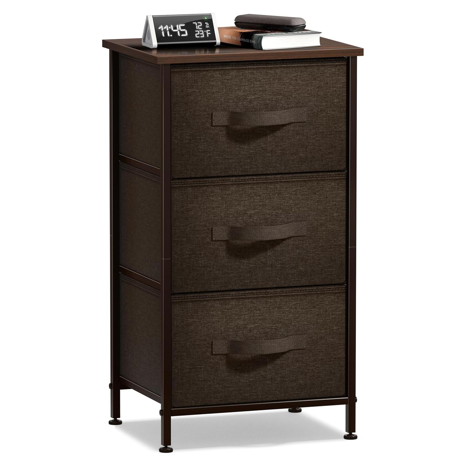 Mesita de Noche Sorbus DRW-3D con 3 Cajones Marrón