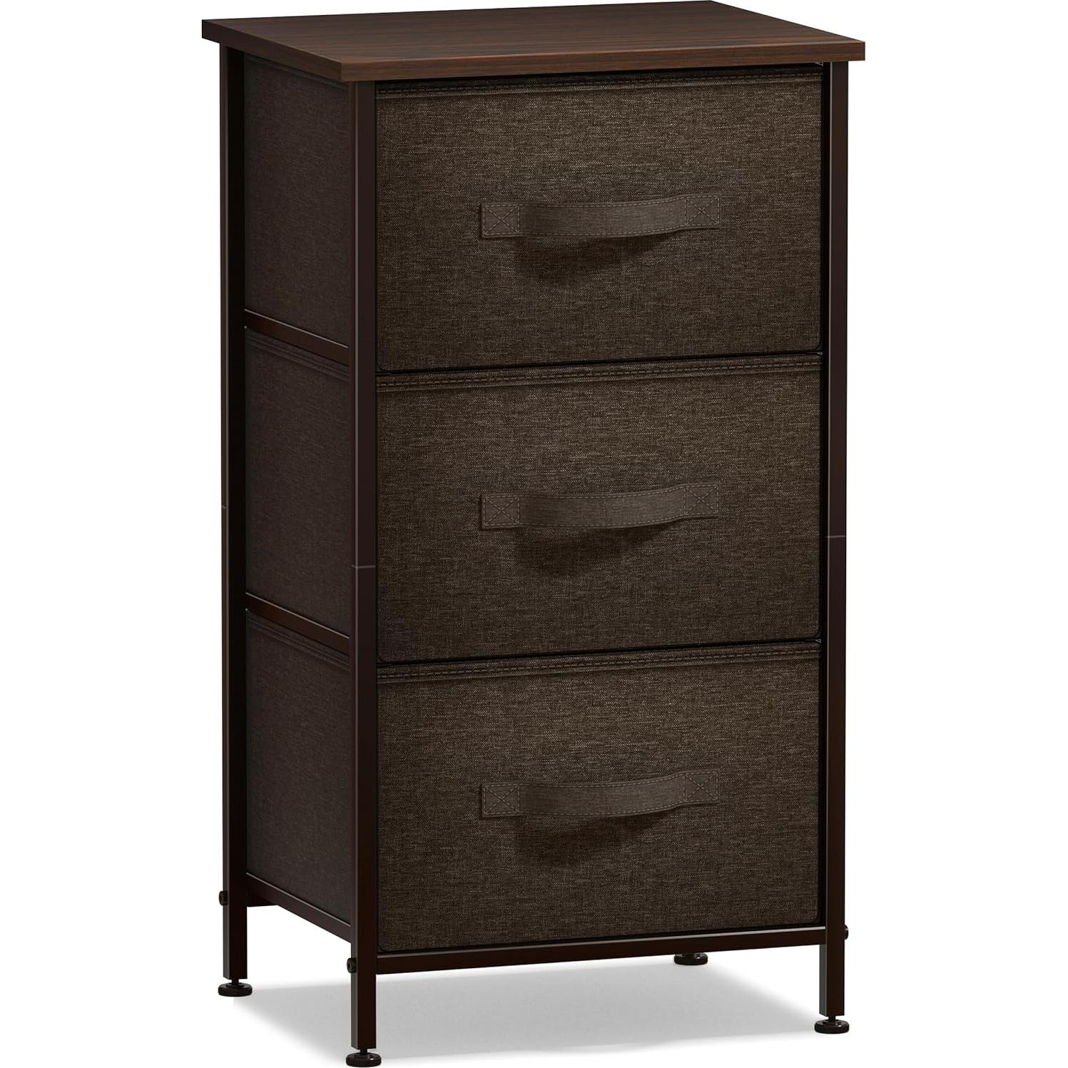 Mesita de Noche Sorbus DRW-3D con 3 Cajones Marrón