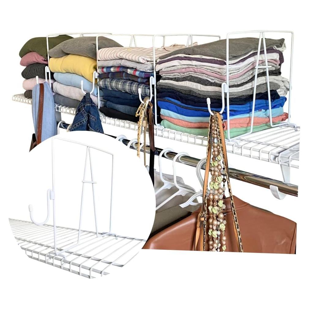 Divisores de estantería de alambre Evelots - 10 piezas con ganchos