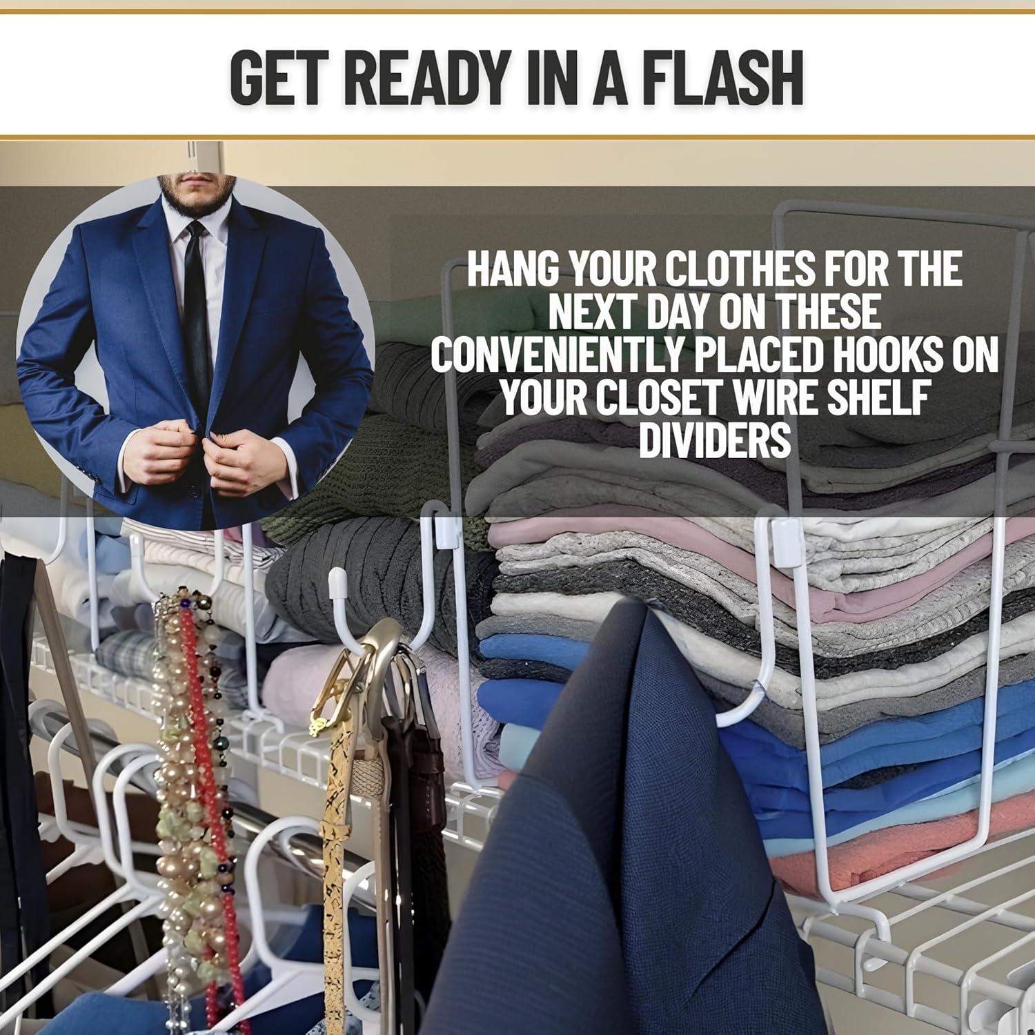 Divisores de estantería de alambre Evelots - 10 piezas con ganchos