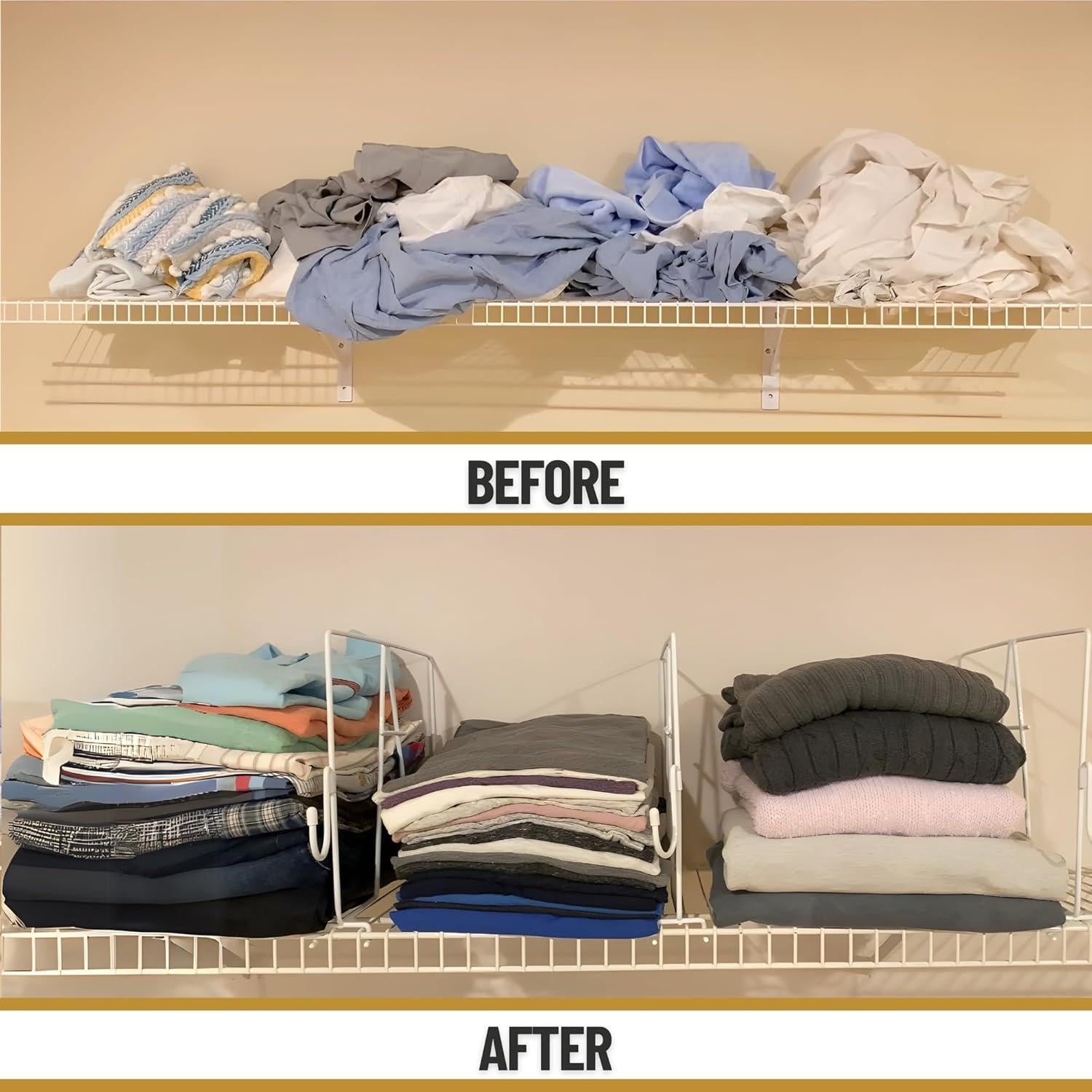 Divisores de estantería de alambre Evelots - 10 piezas con ganchos