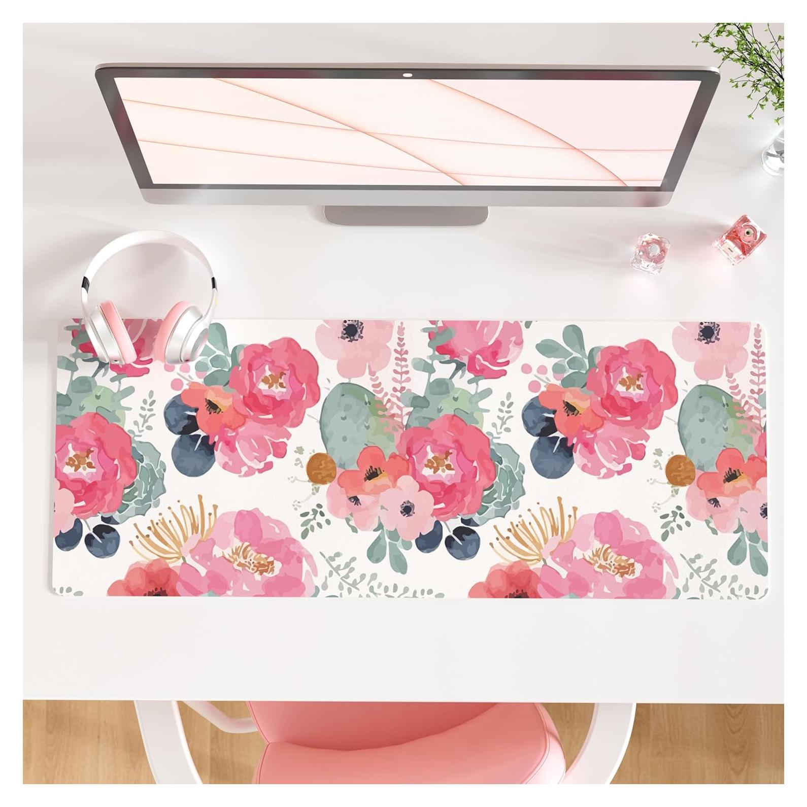 Alfombrilla de Ratón QiyI Floral Rosa 80 x 30 cm Impermeable