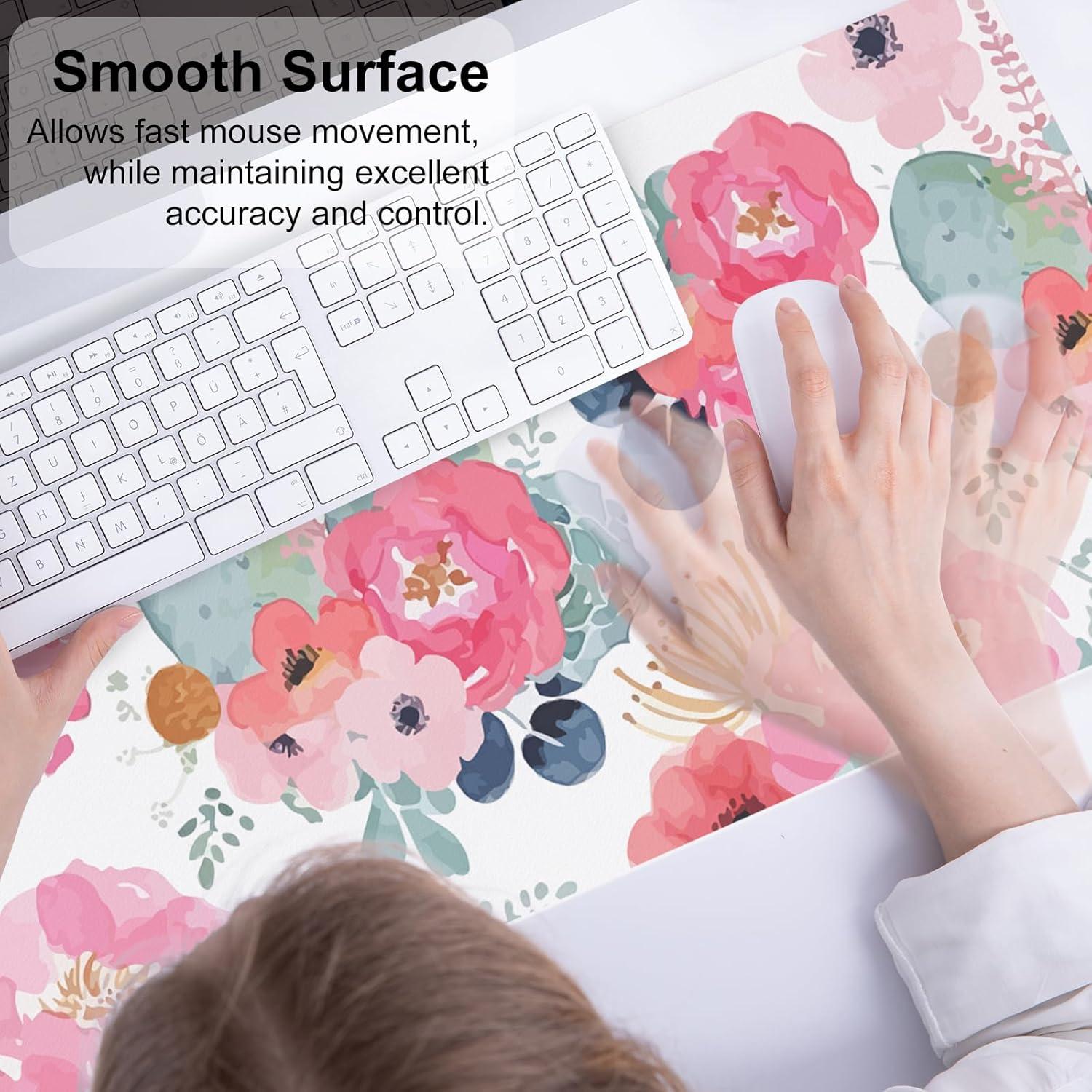 Alfombrilla de Ratón QiyI Floral Rosa 80 x 30 cm Impermeable