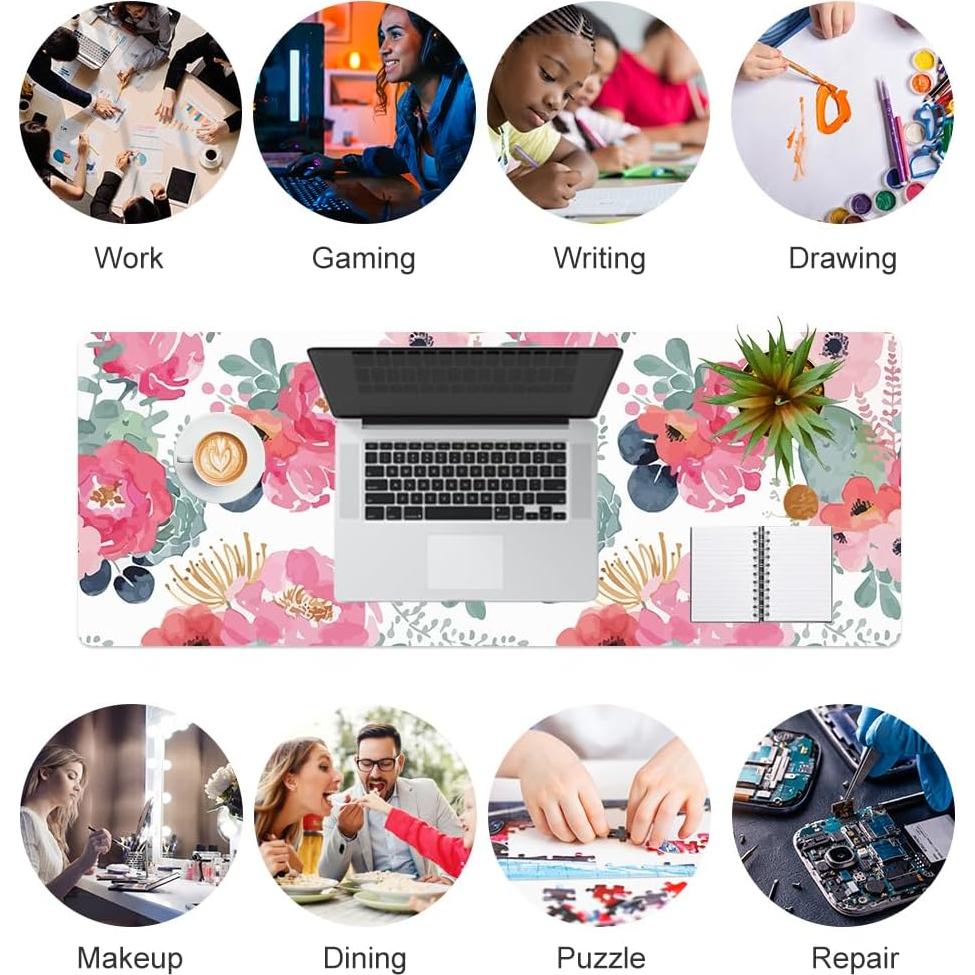 Alfombrilla de Ratón QiyI Floral Rosa 80 x 30 cm Impermeable