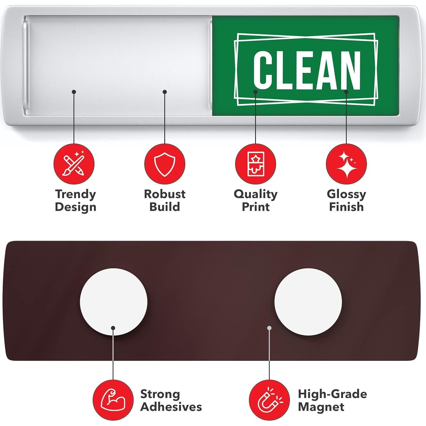 Imán Lavavajillas Limpio Sucio Assured Signs 18x5 cm