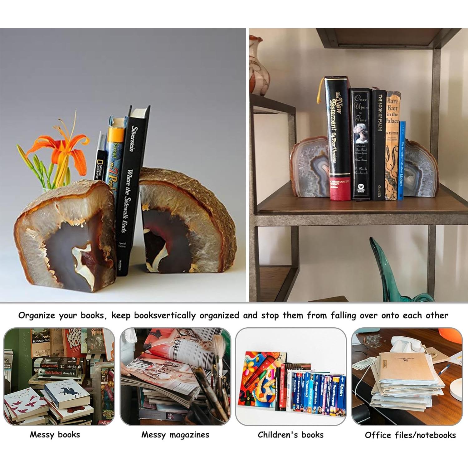 Sujetadores de Libros AMOYSTONE de Agata Natural 3 kg