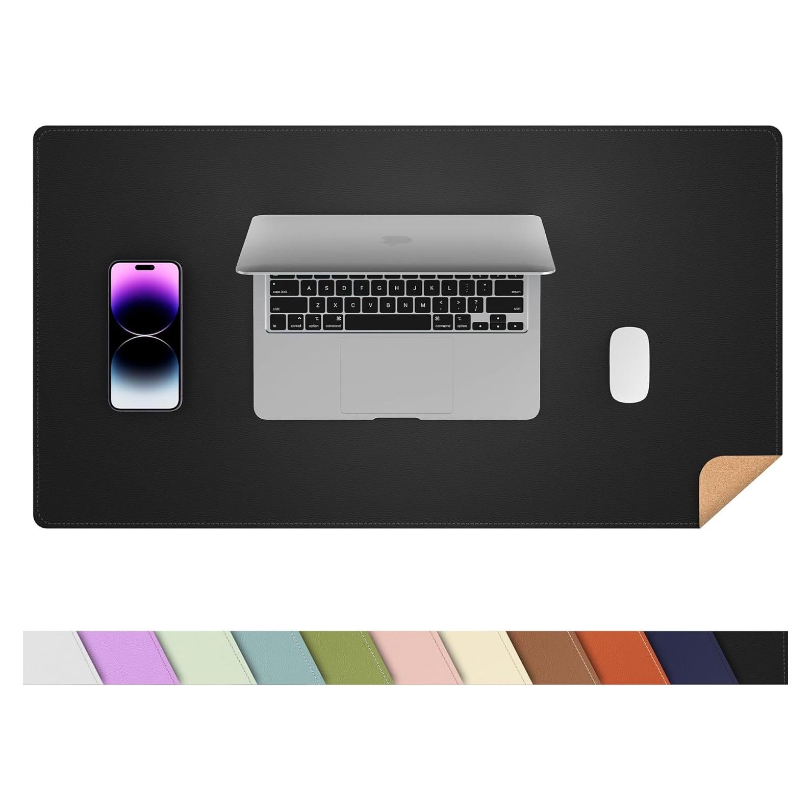 Alfombrilla de Escritorio AFIING Cuero Sintético 60x35cm Negro