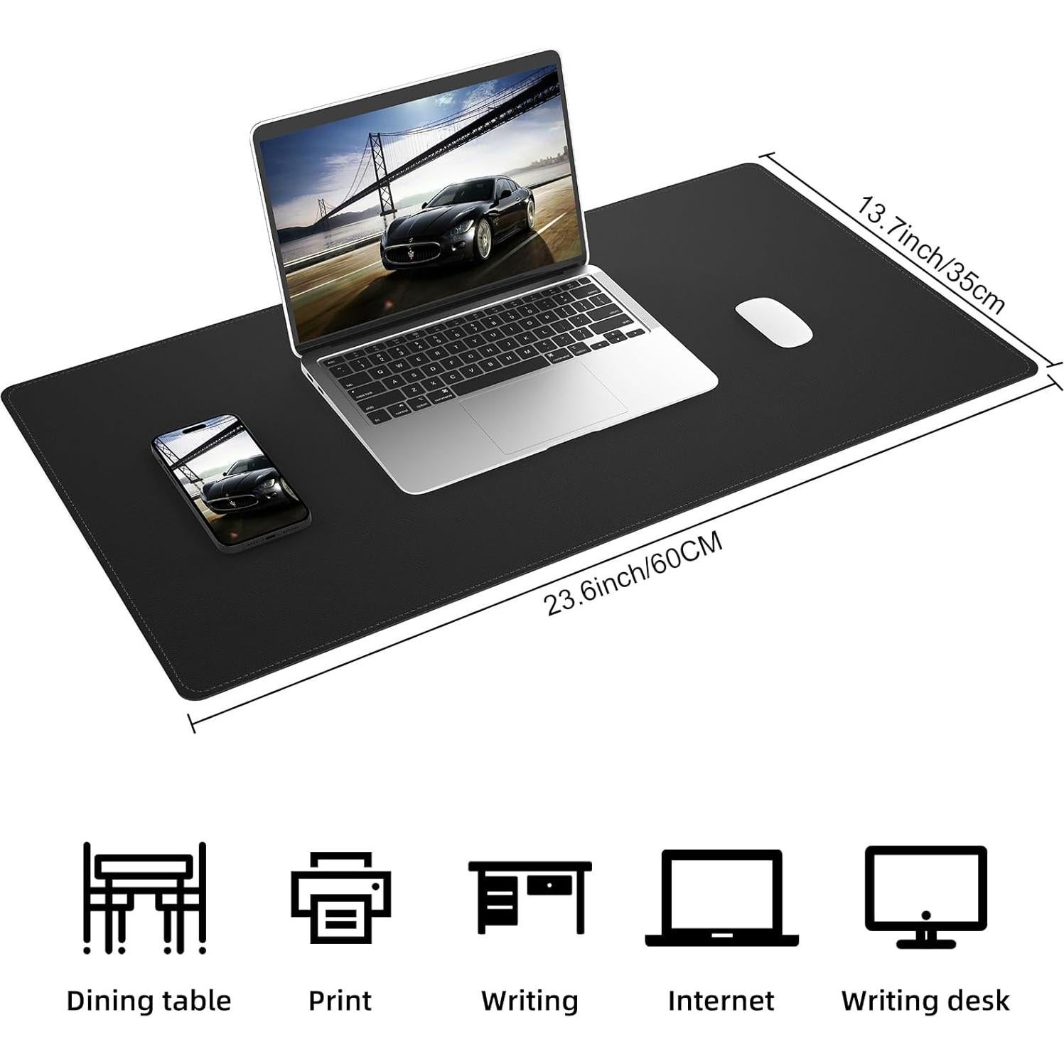 Alfombrilla de Escritorio AFIING Cuero Sintético 60x35cm Negro