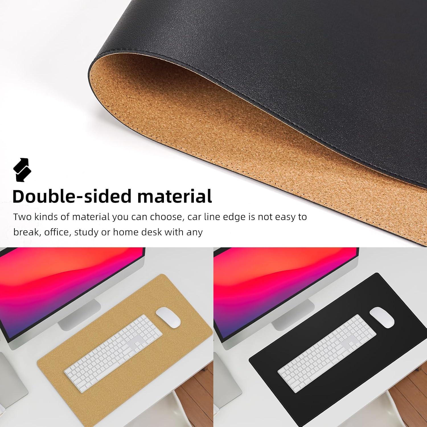 Alfombrilla de Escritorio AFIING Cuero Sintético 60x35cm Negro