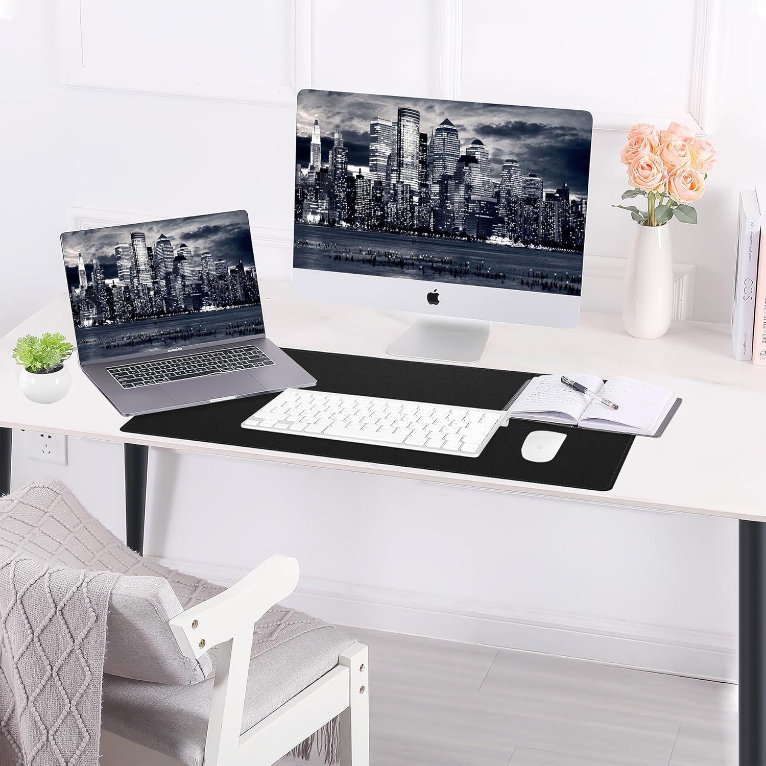 Alfombrilla de Escritorio AFIING Cuero Sintético 60x35cm Negro