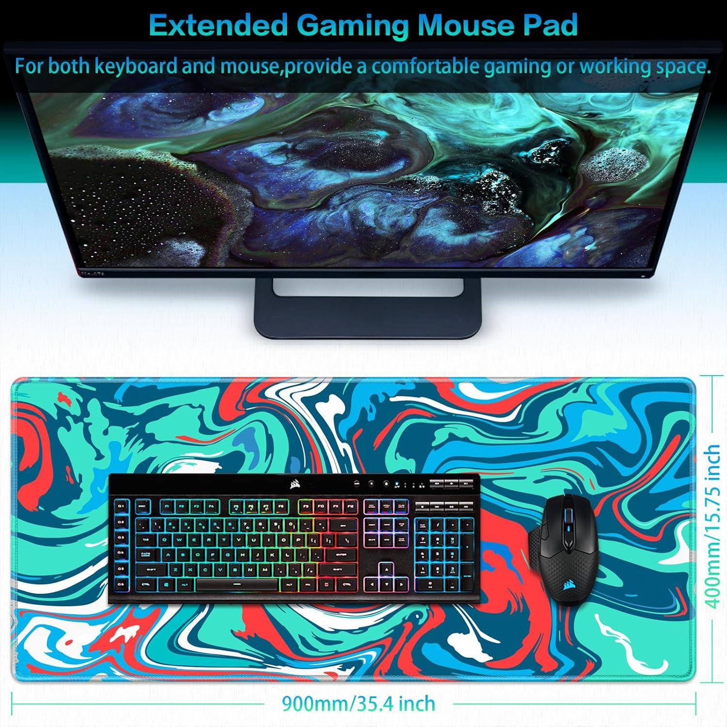 Alfombrilla de Ratón Gaming Canjoy 90x40 cm Fluido Azul-Rojo