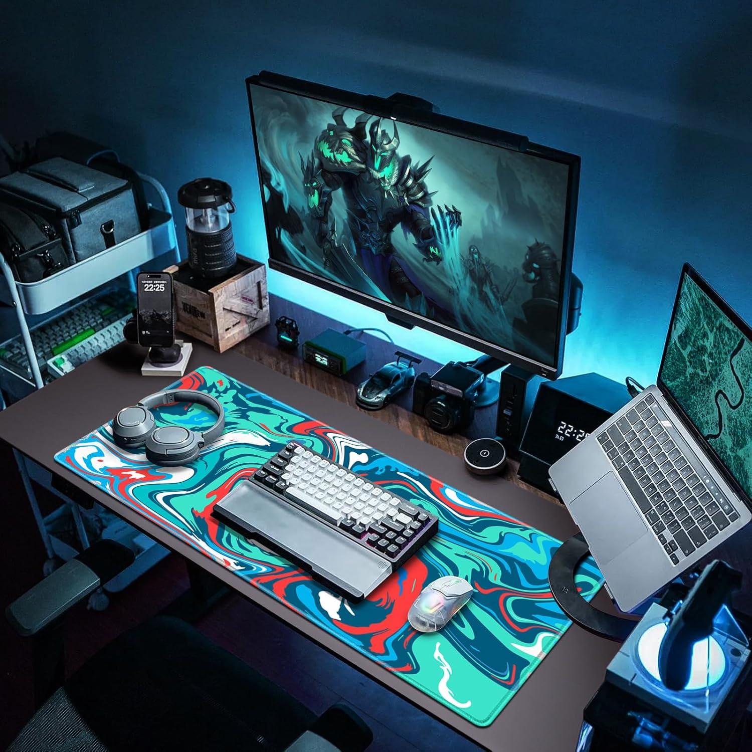 Alfombrilla de Ratón Gaming Canjoy 90x40 cm Fluido Azul-Rojo