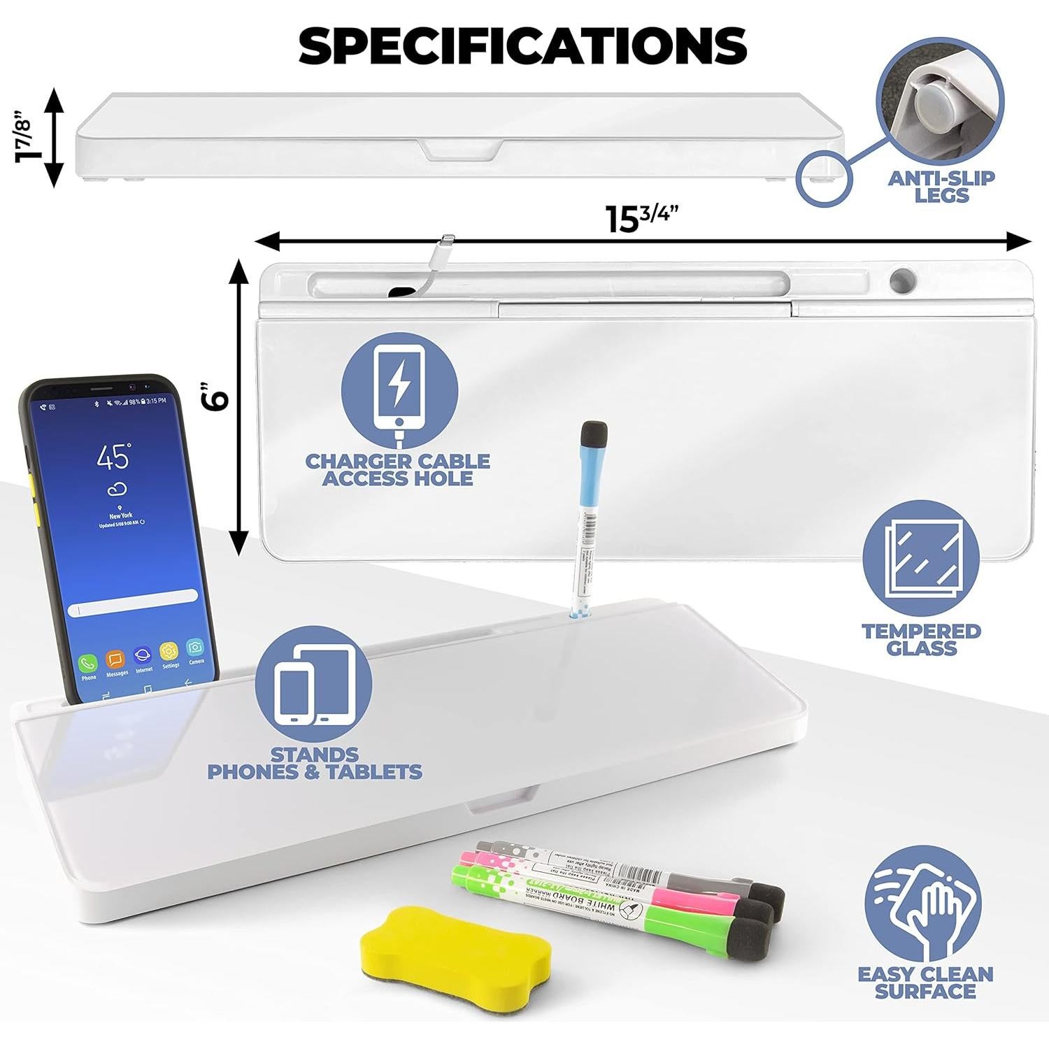 Pizarra Blanca de Vidrio Shop Square 24x16 cm Paquete de 2