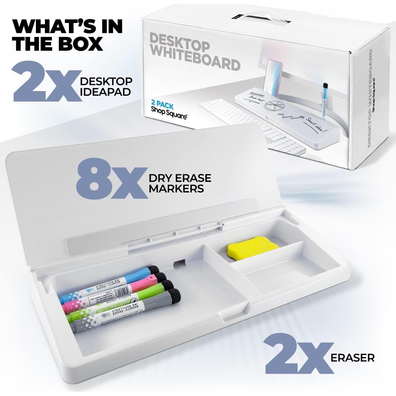 Pizarra Blanca de Vidrio Shop Square 24x16 cm Paquete de 2