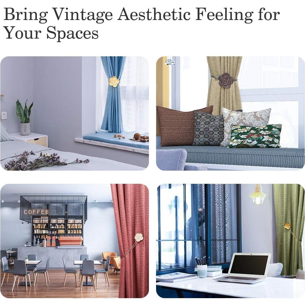 Sujetadores Magnéticos para Cortinas Lewondr 2 Piezas Beige