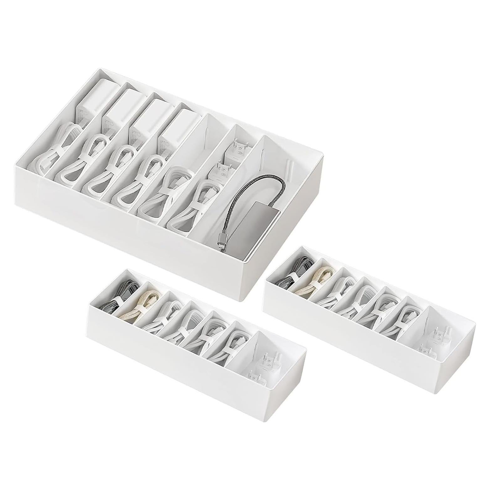 Caja Organizadora de Cables PAVSTINE 3 Pcs Plástico Blanco