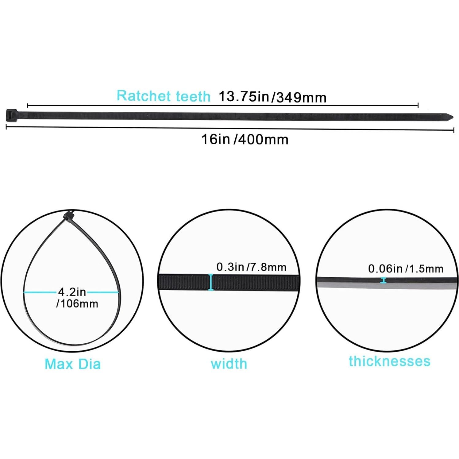 Bridas Pesadas KOOWIN 40,64 cm 120 kg 100 Piezas Negras