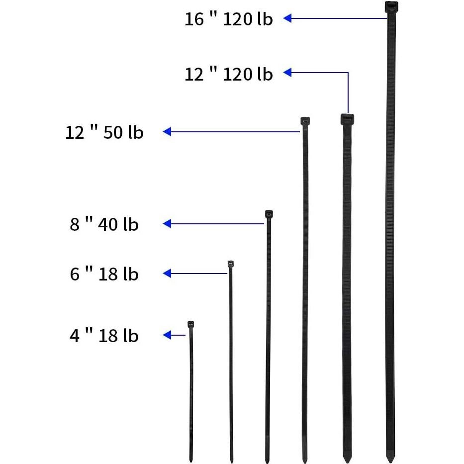 Bridas Pesadas KOOWIN 40,64 cm 120 kg 100 Piezas Negras