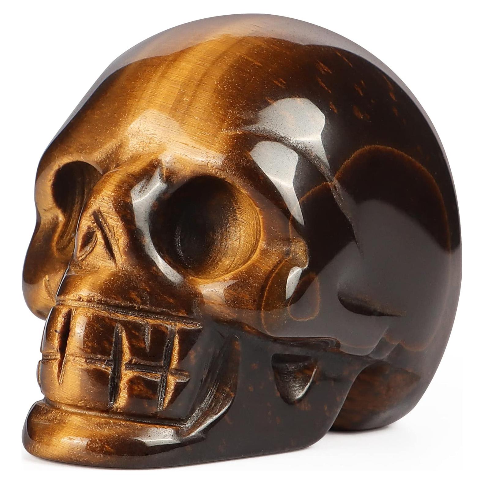 Estatua Calavera de Cristal Ojo de Tigre Artistone 5,08 cm