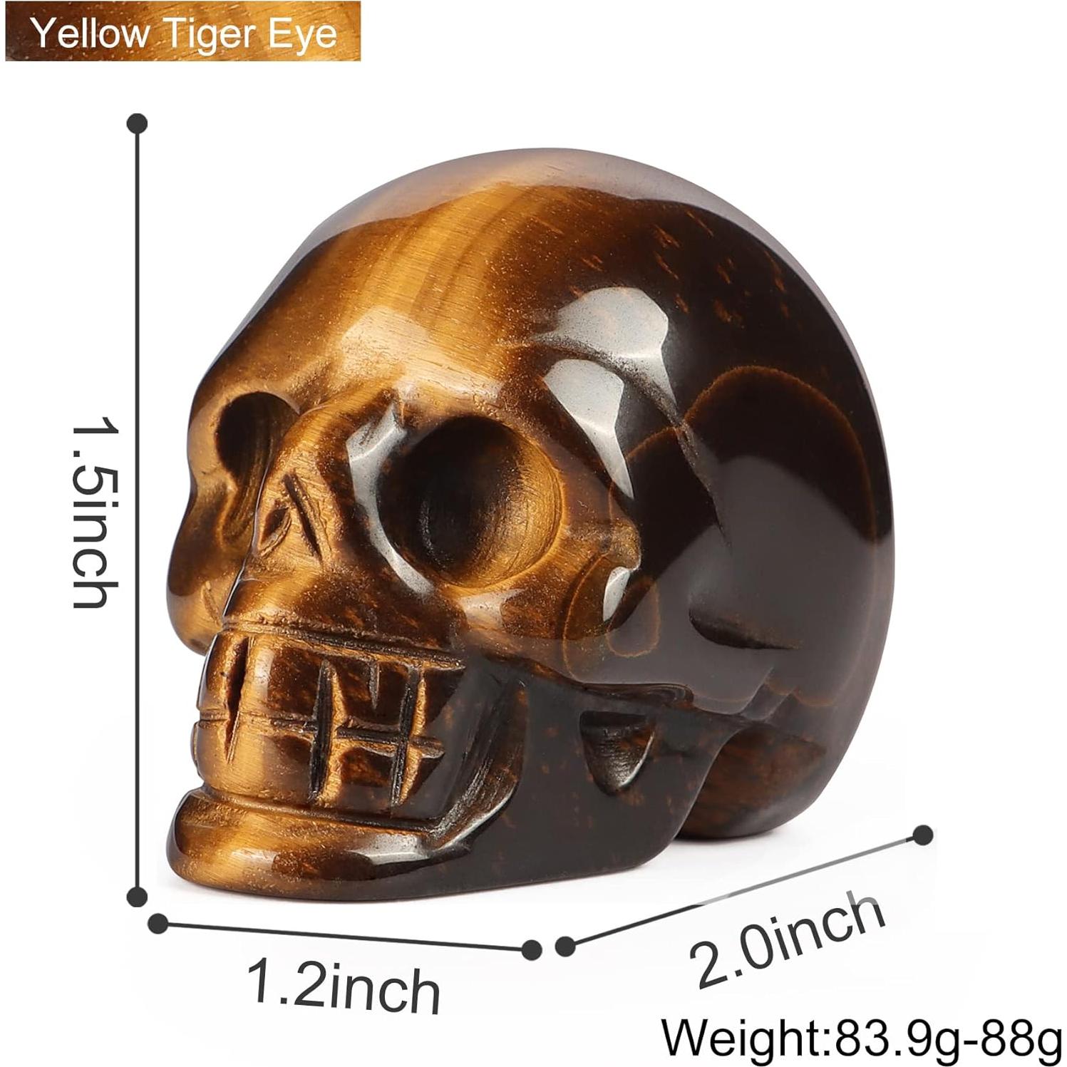 Estatua Calavera de Cristal Ojo de Tigre Artistone 5,08 cm