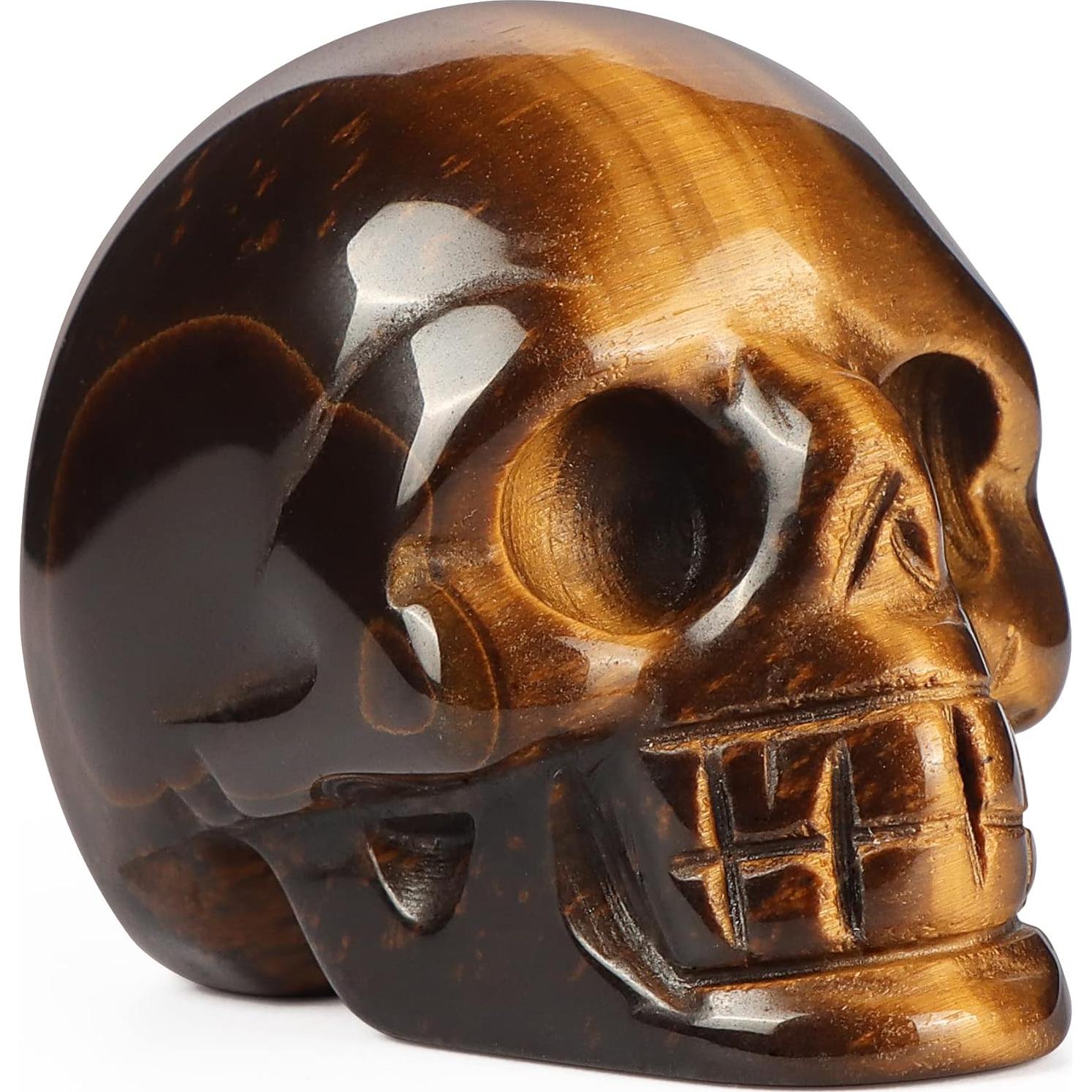 Estatua Calavera de Cristal Ojo de Tigre Artistone 5,08 cm