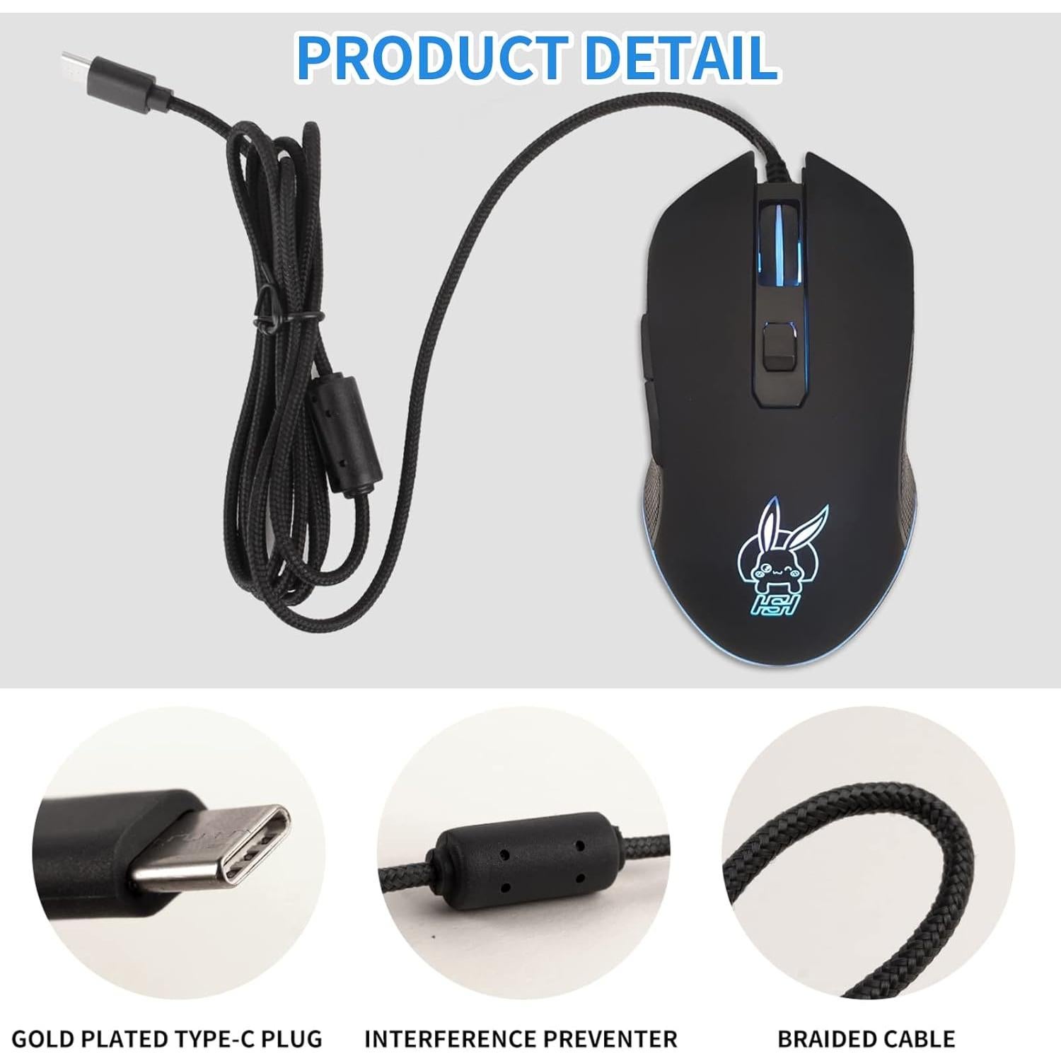 Ratón USB Tipo C IULONEE Ergonómico 2400 DPI Silencioso